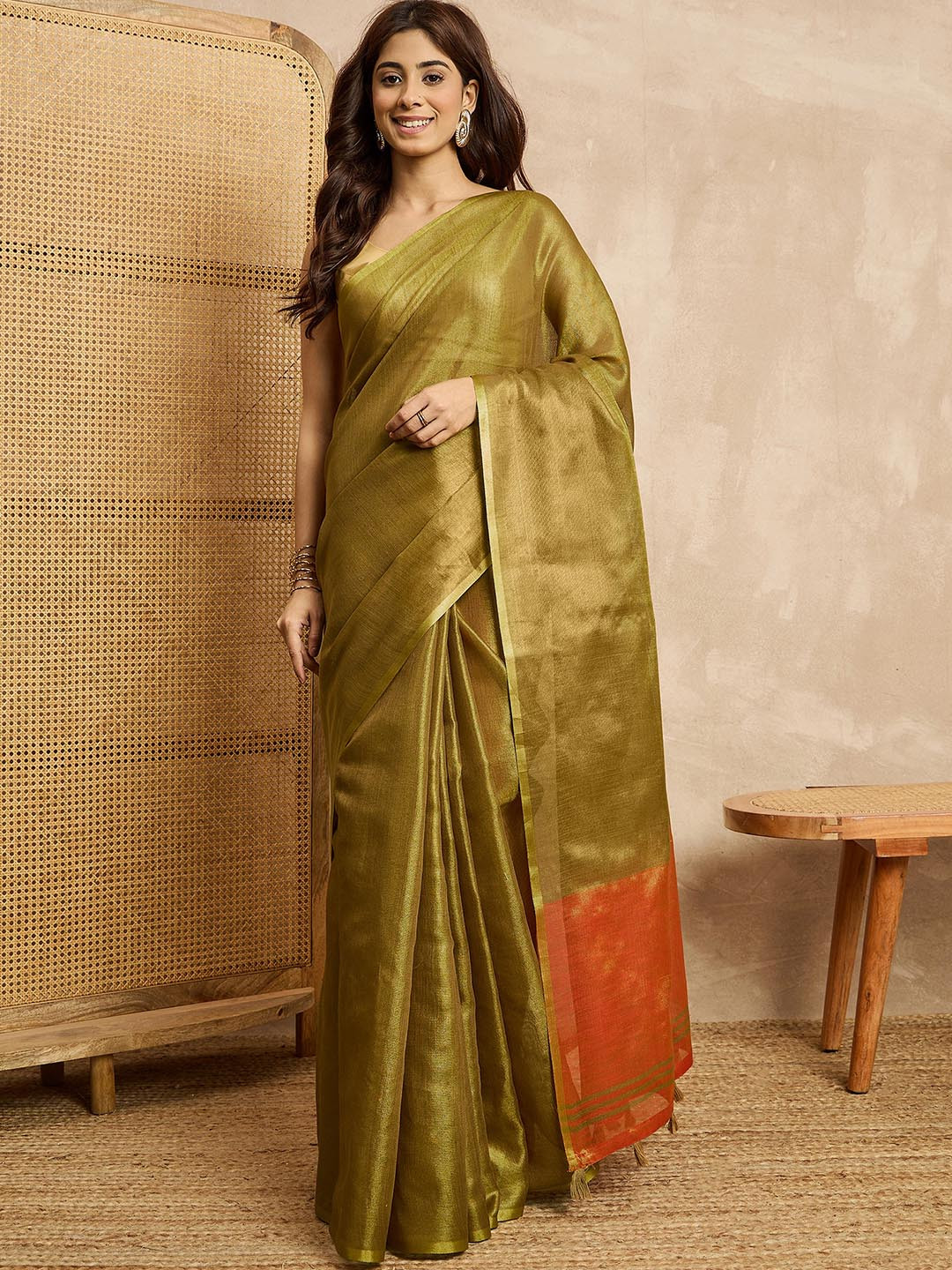 all about you Zari Tissue Festive Saree