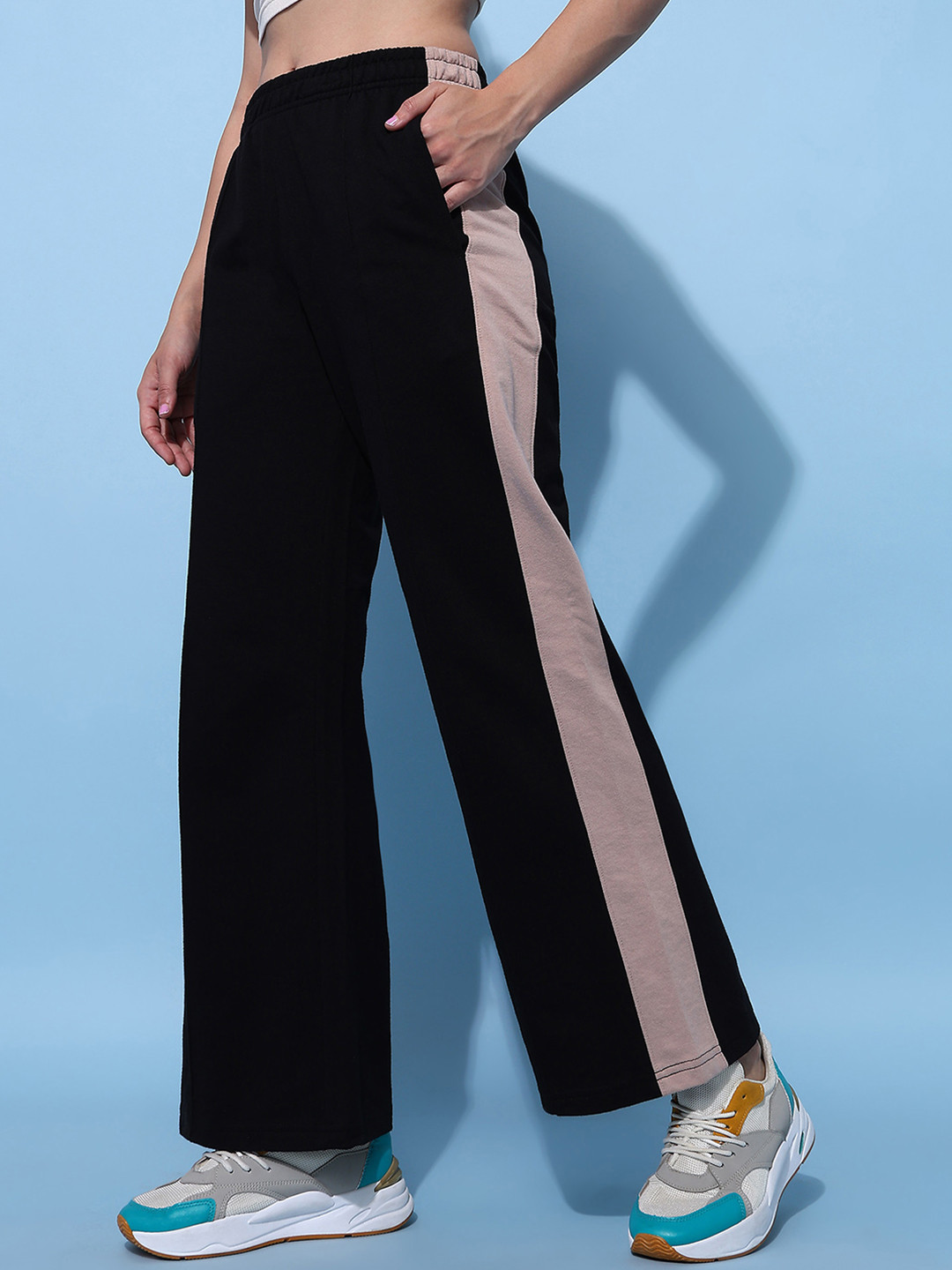 Lady Stark Women Striped Straight-Fit Mid-Rise Trackpants