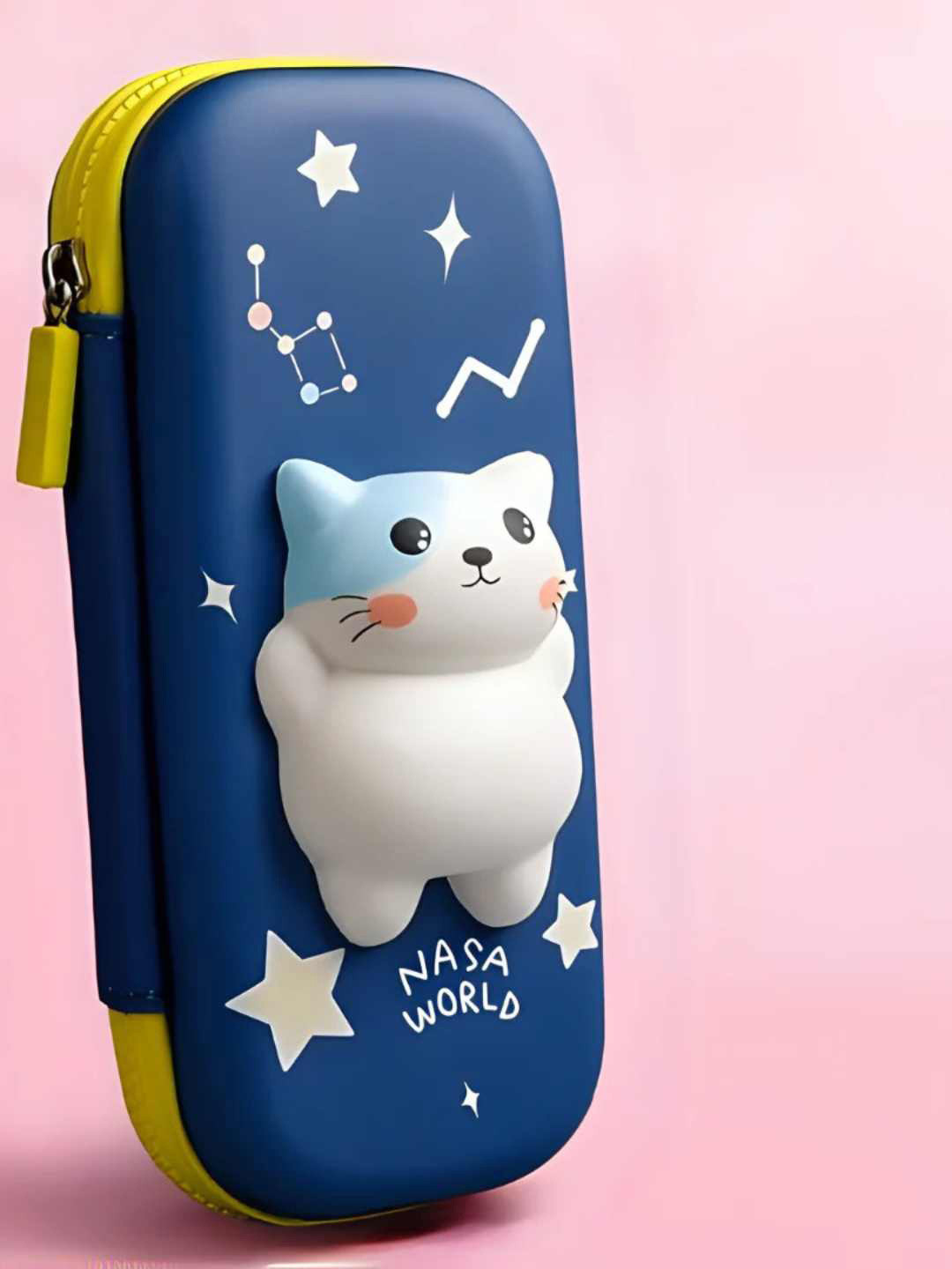 YK Self Design 3D Cat Squishy Fam Pencil Case