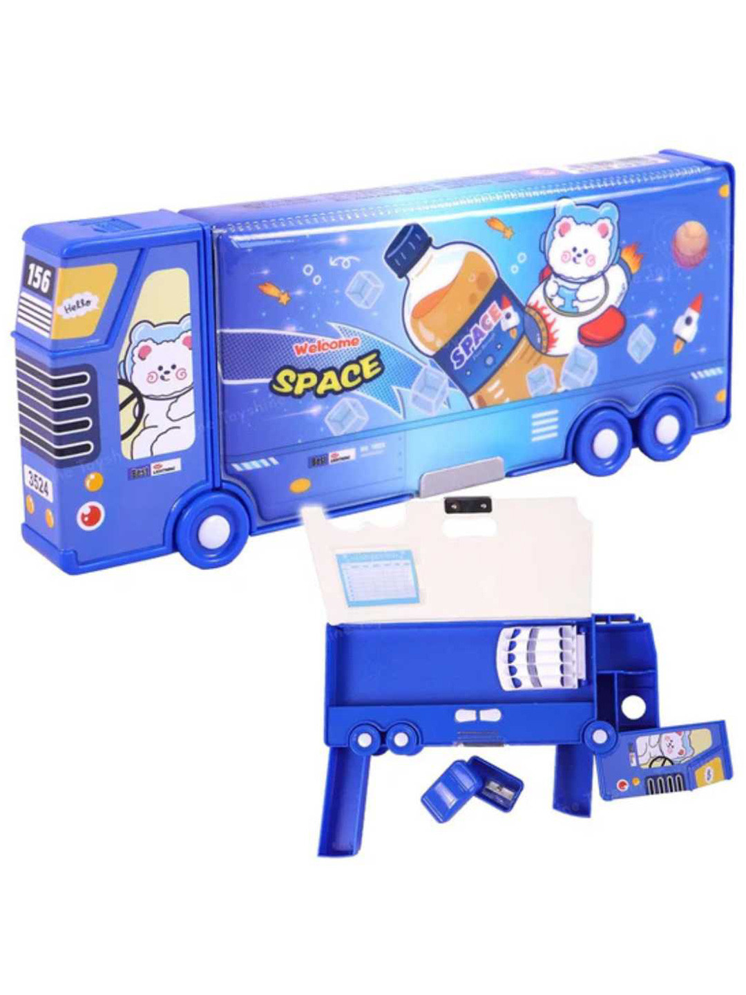 YK Spacious Compartments Bus Shaped Pencil Case