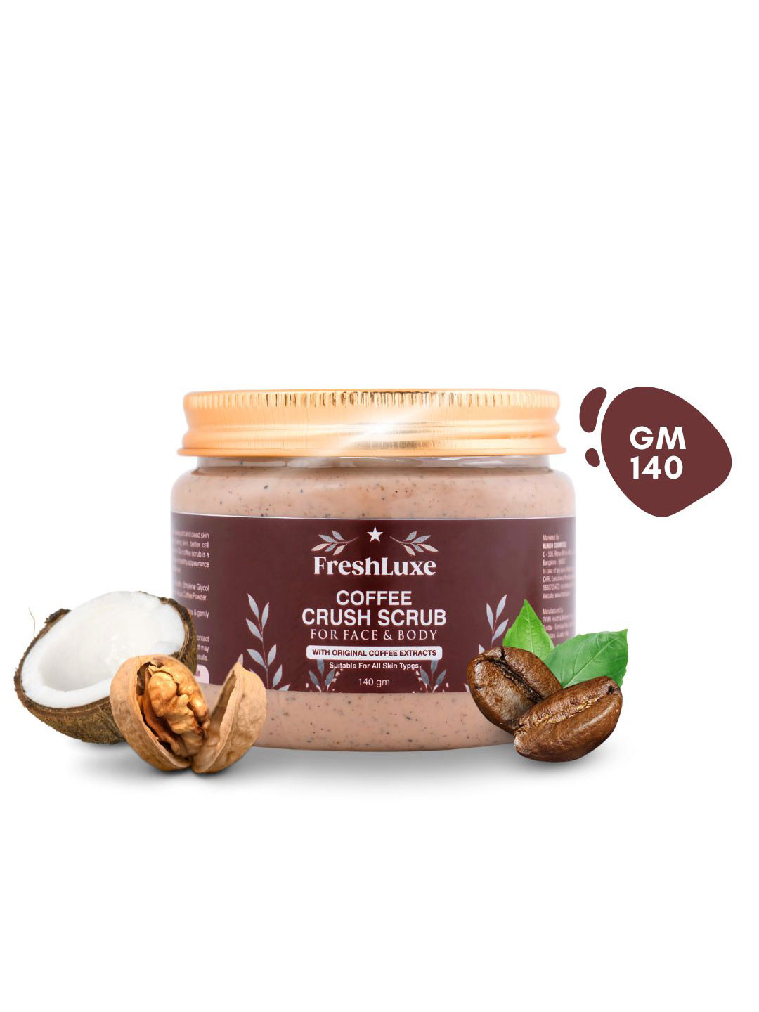 Freshluxe Coffee Crush Scrub With Walnut Powder - 140 g