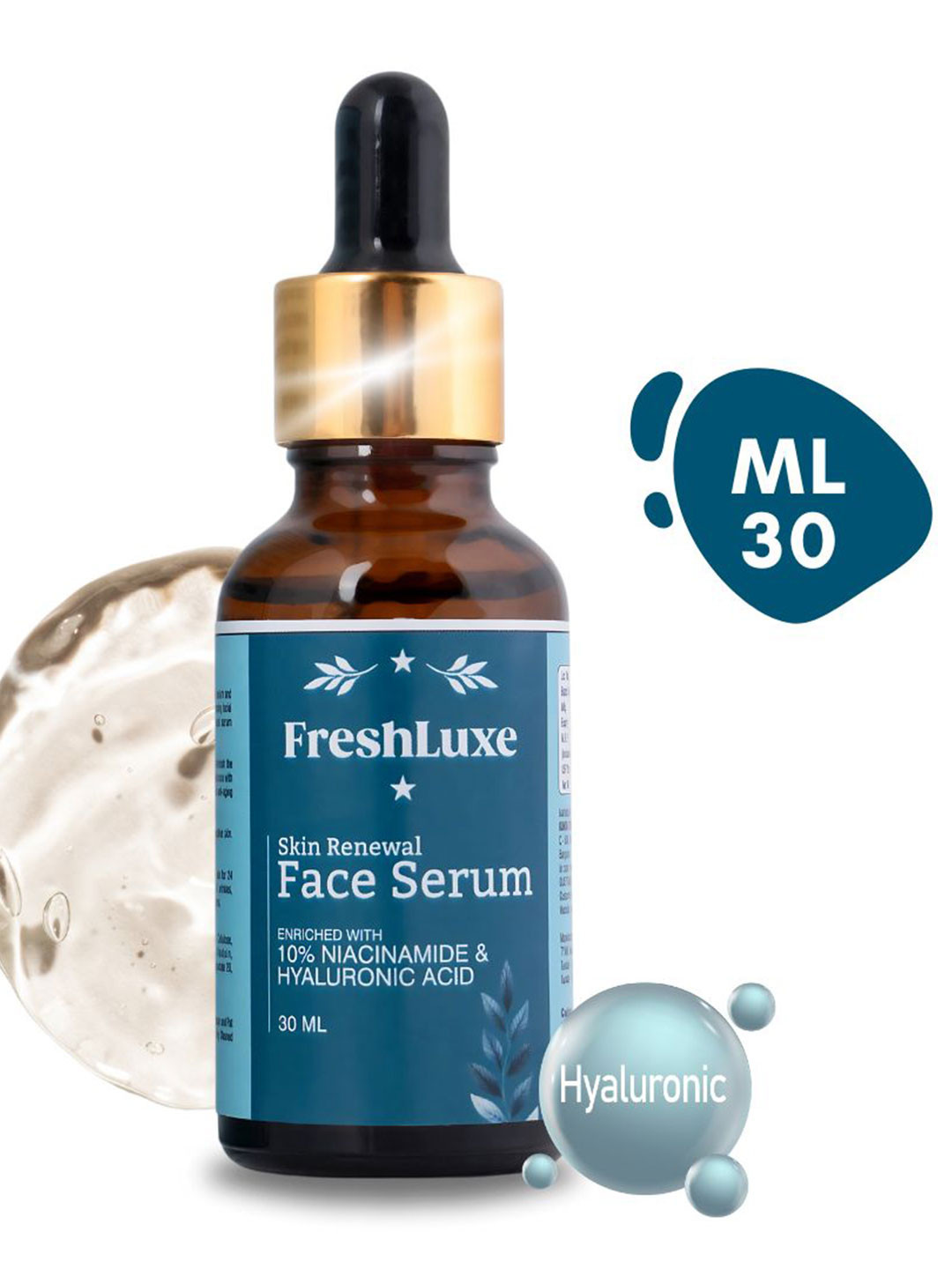 Freshluxe 100% Organic Skin Renewal Face Serum With Hyaluronic Acid - 30 ml