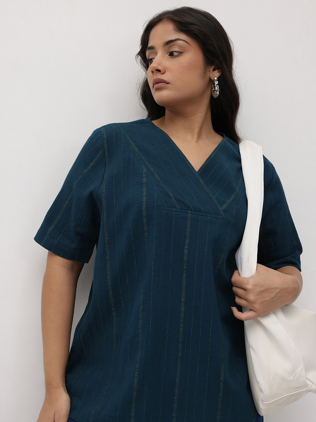 The Roadster Lifestyle Co. Plus Size Striped Pure Cotton Crepe Top