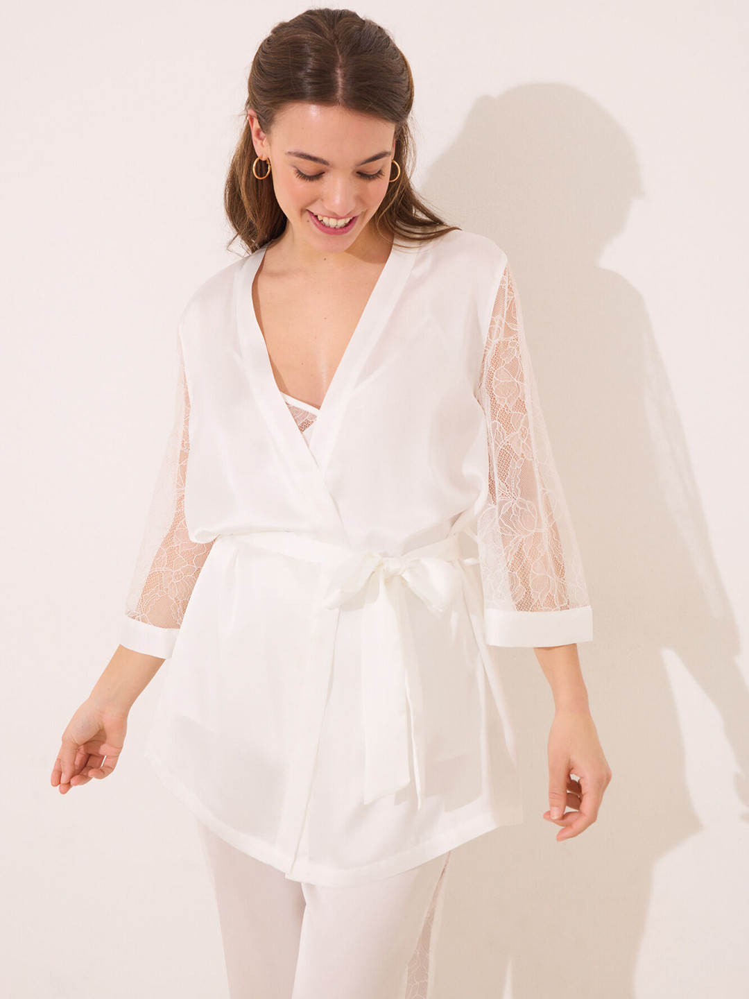 women'secret Lace Detail Three-Piece Night Suit
