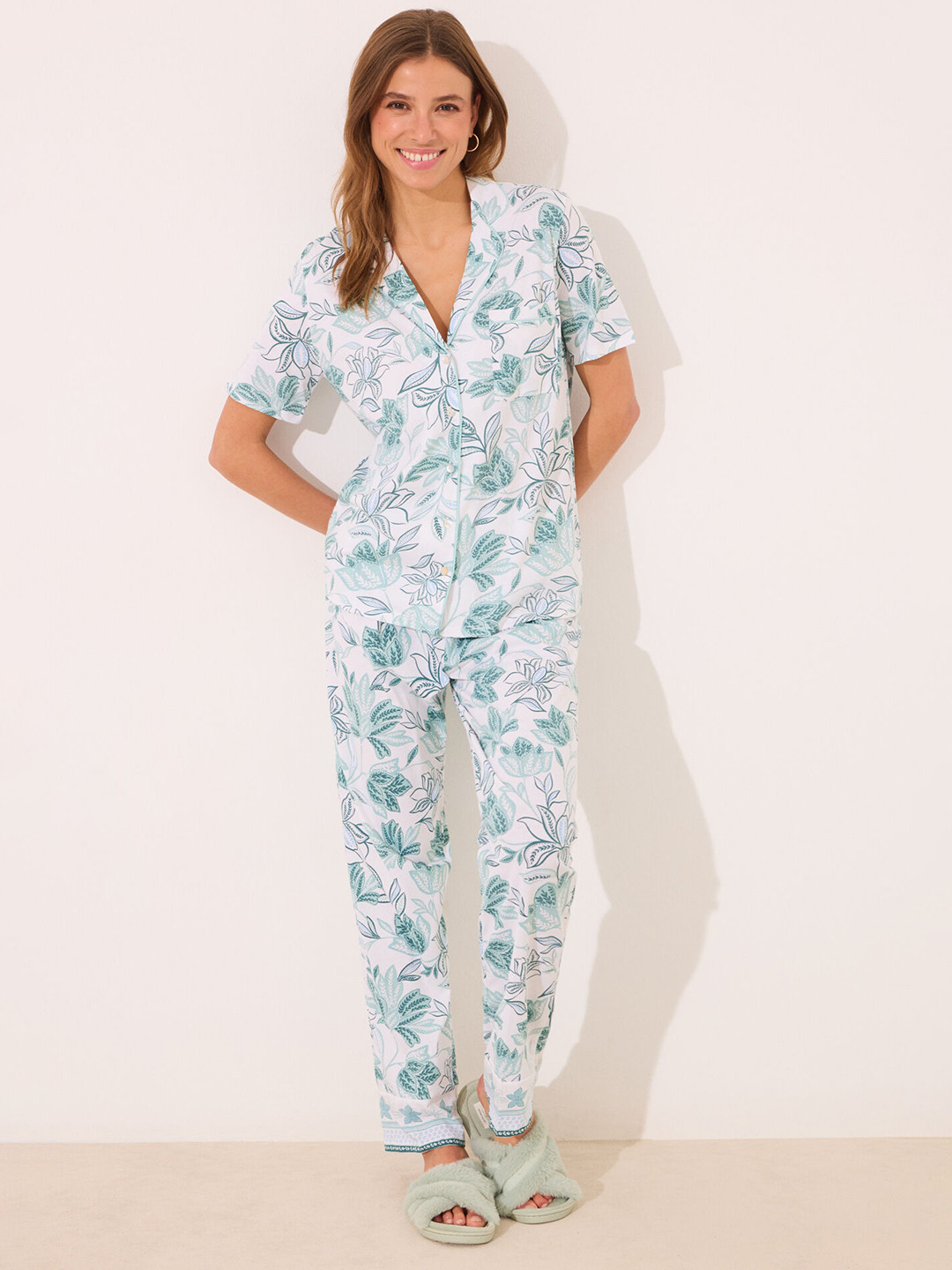 women'secret Tropical Printed Shirt and Pyjamas