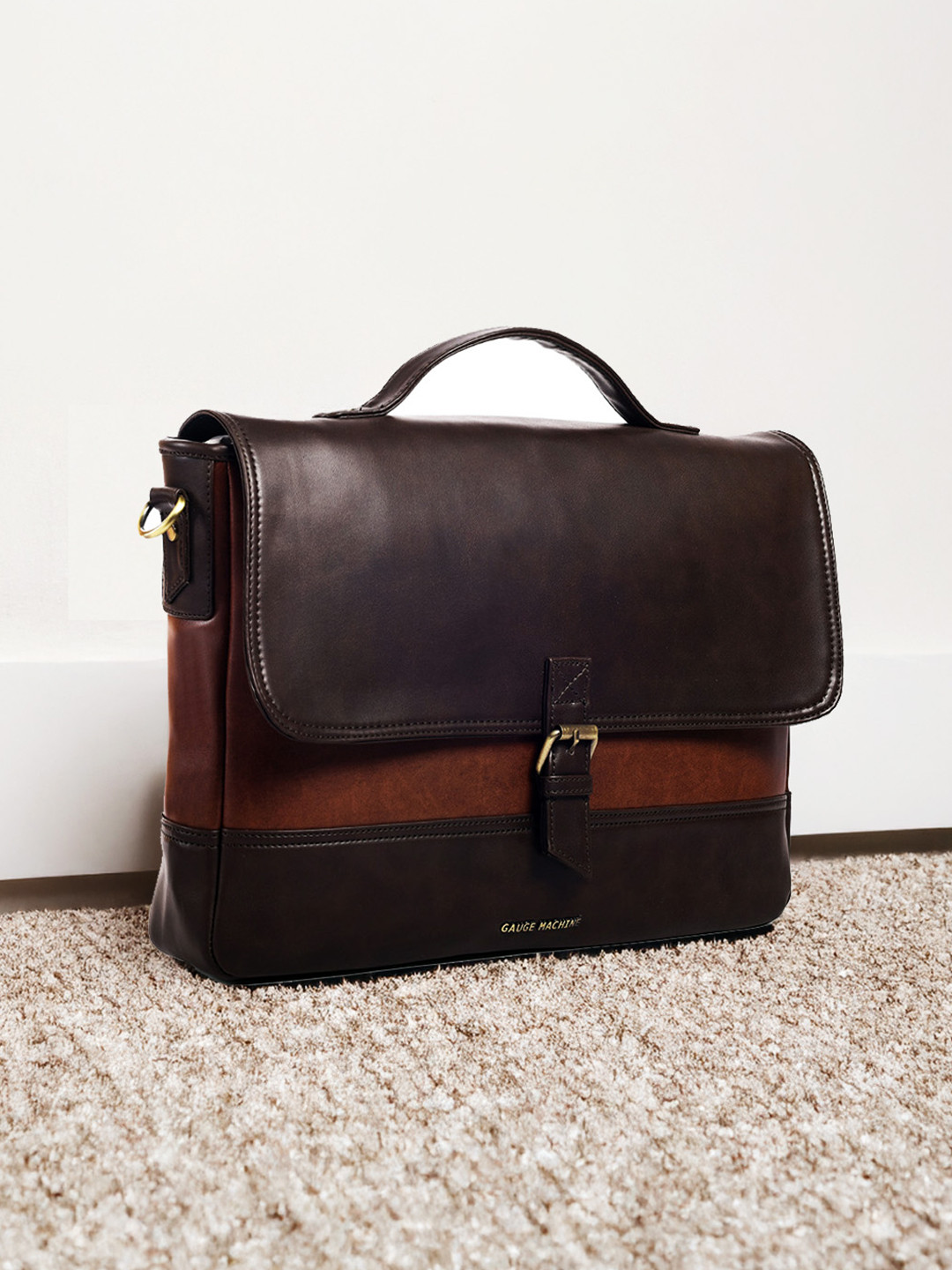 Gauge Machine Unisex Textured PU Laptop Bag