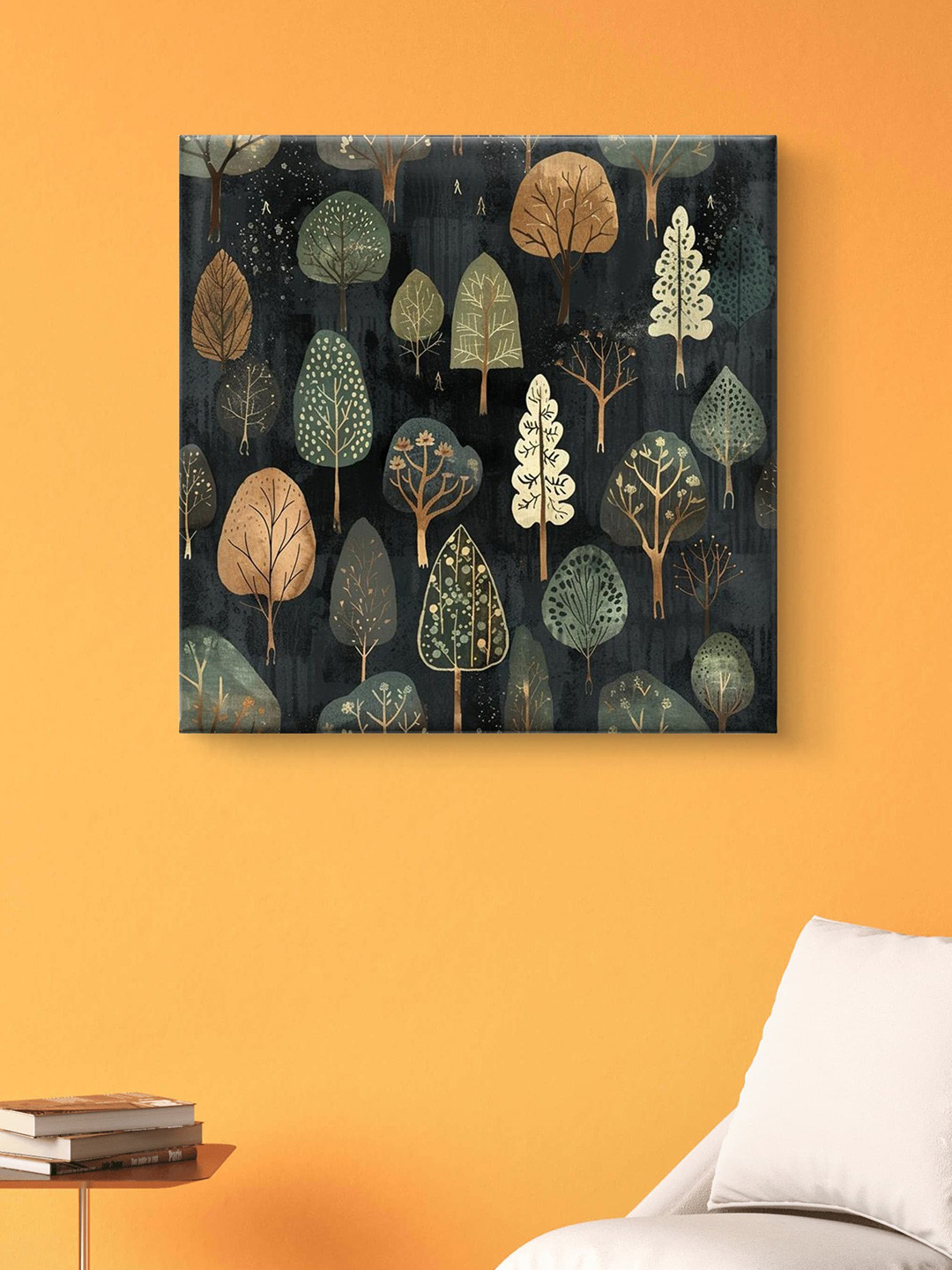 Myntra Elegant Homes Black & Green Modern Art Tree Canvas Wall Art