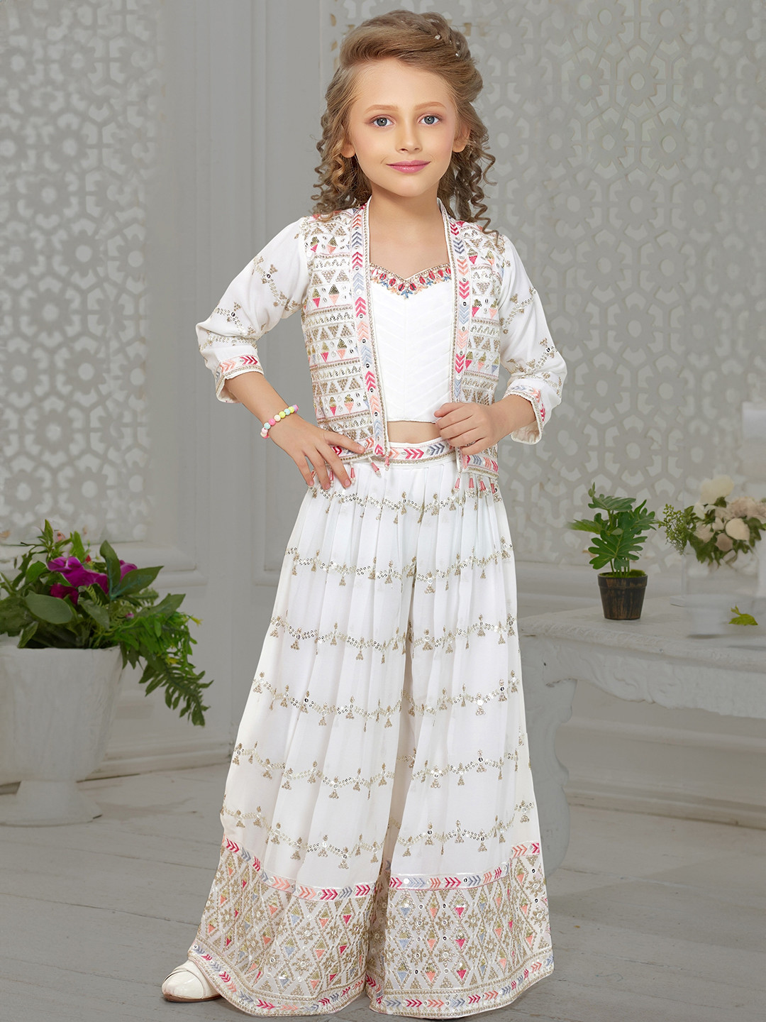 PINK LEAF Kids Shoulder Straps Top With Skirt & Jacket