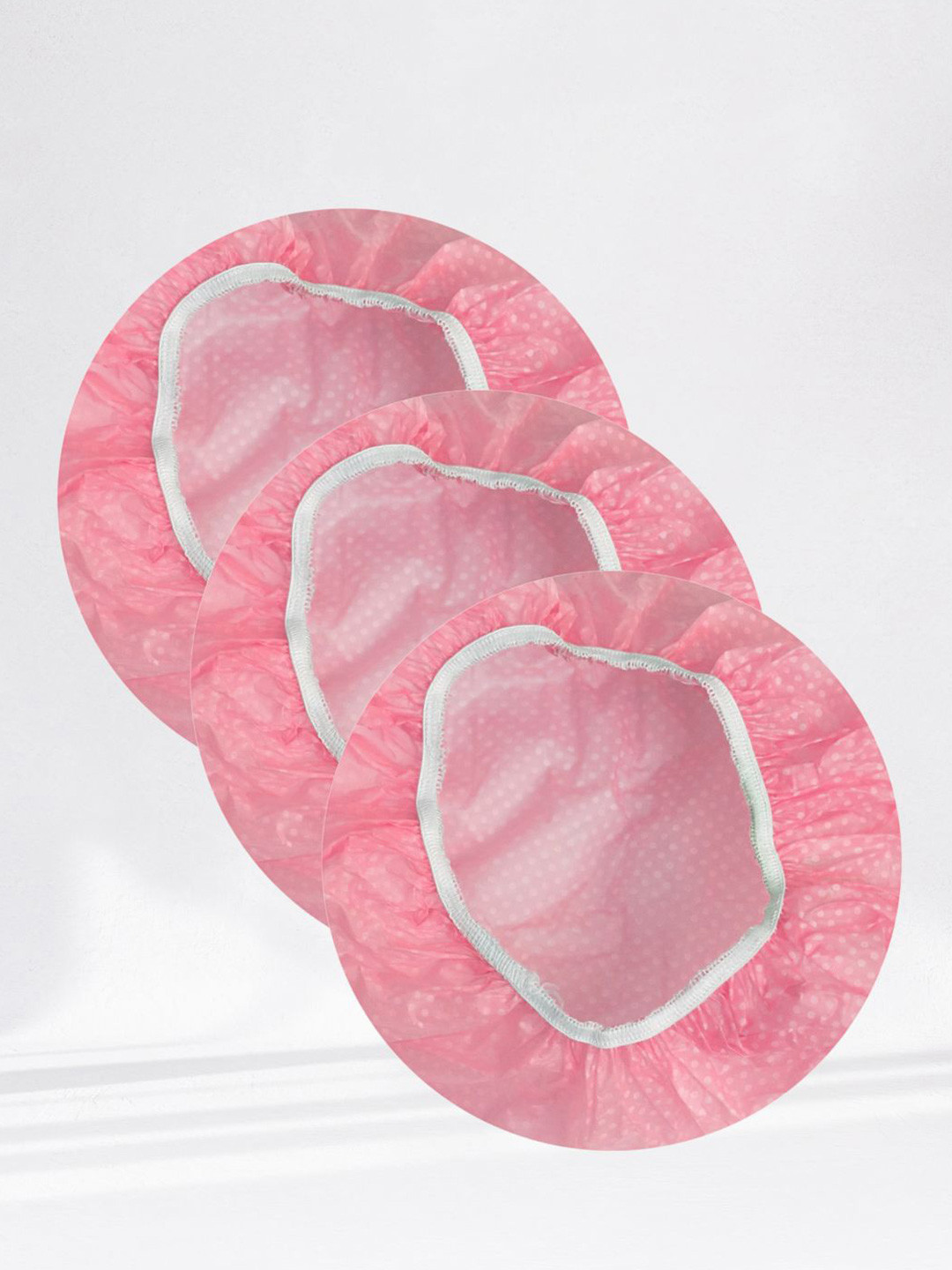 basicare Set Of 3 Reusable Polka Dot Shower Caps