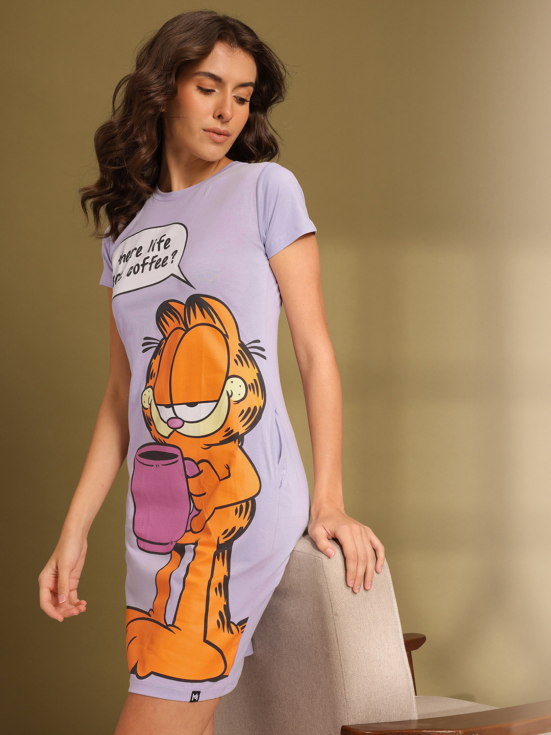 ETC X Minute Mirth Garfield Printed Pure Cotton T-shirt Nightdress