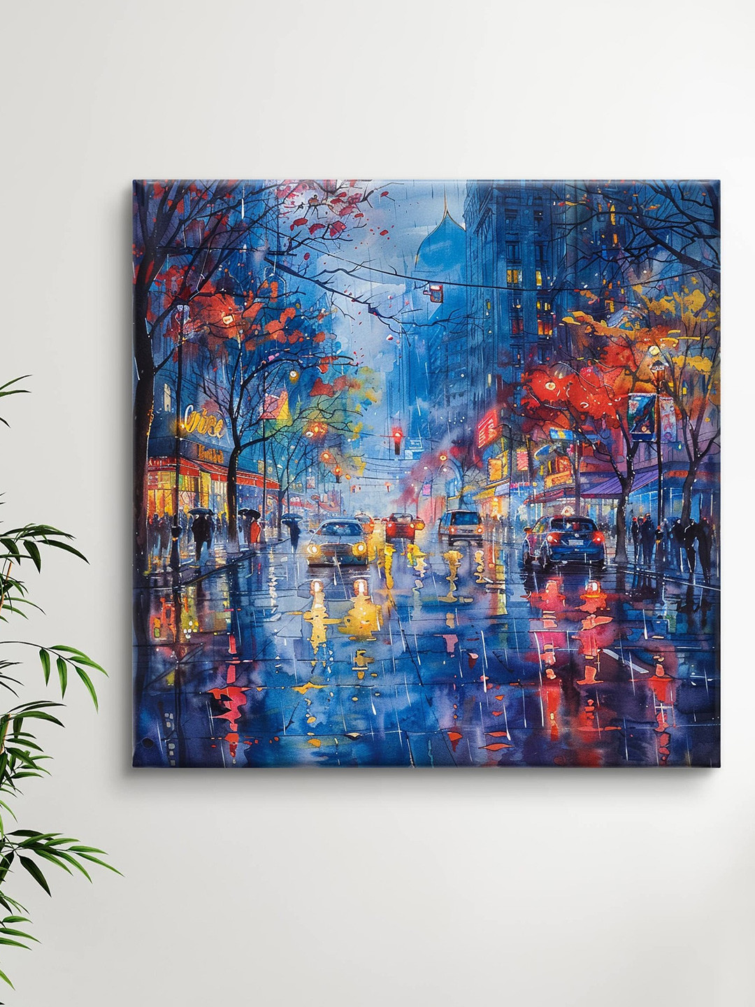 Myntra Elegant Homes Blue & Red Abstract Art Canvas Wall Art