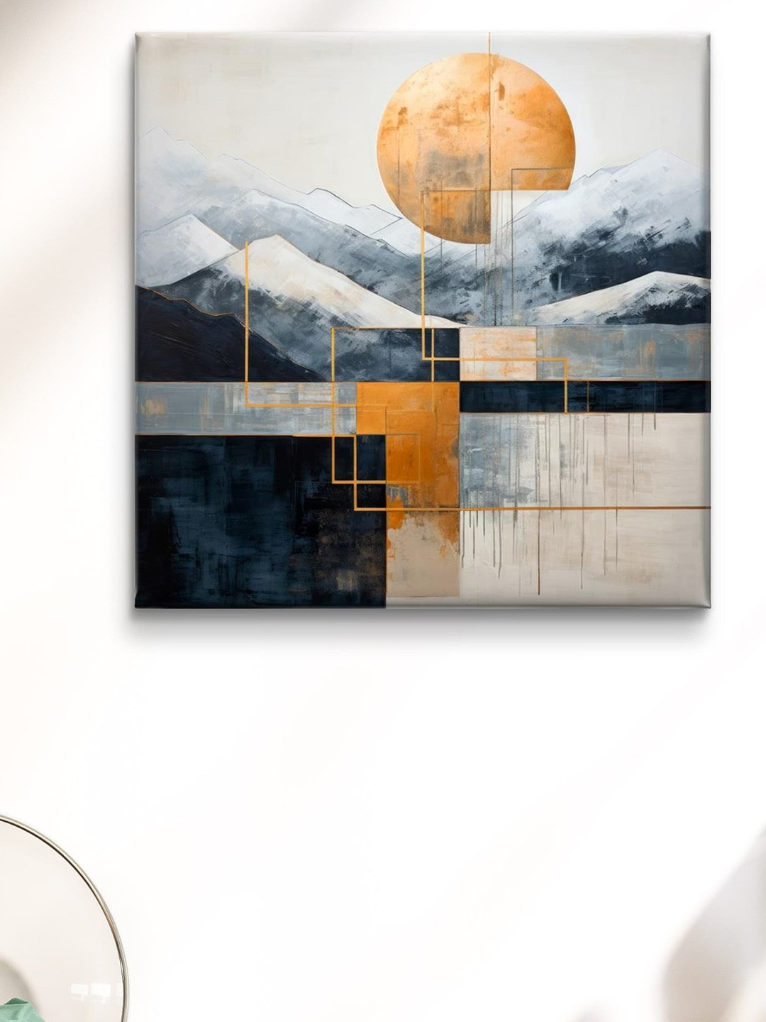 Myntra Elegant Homes Off White & Black Abstract Art Canvas Wall Art