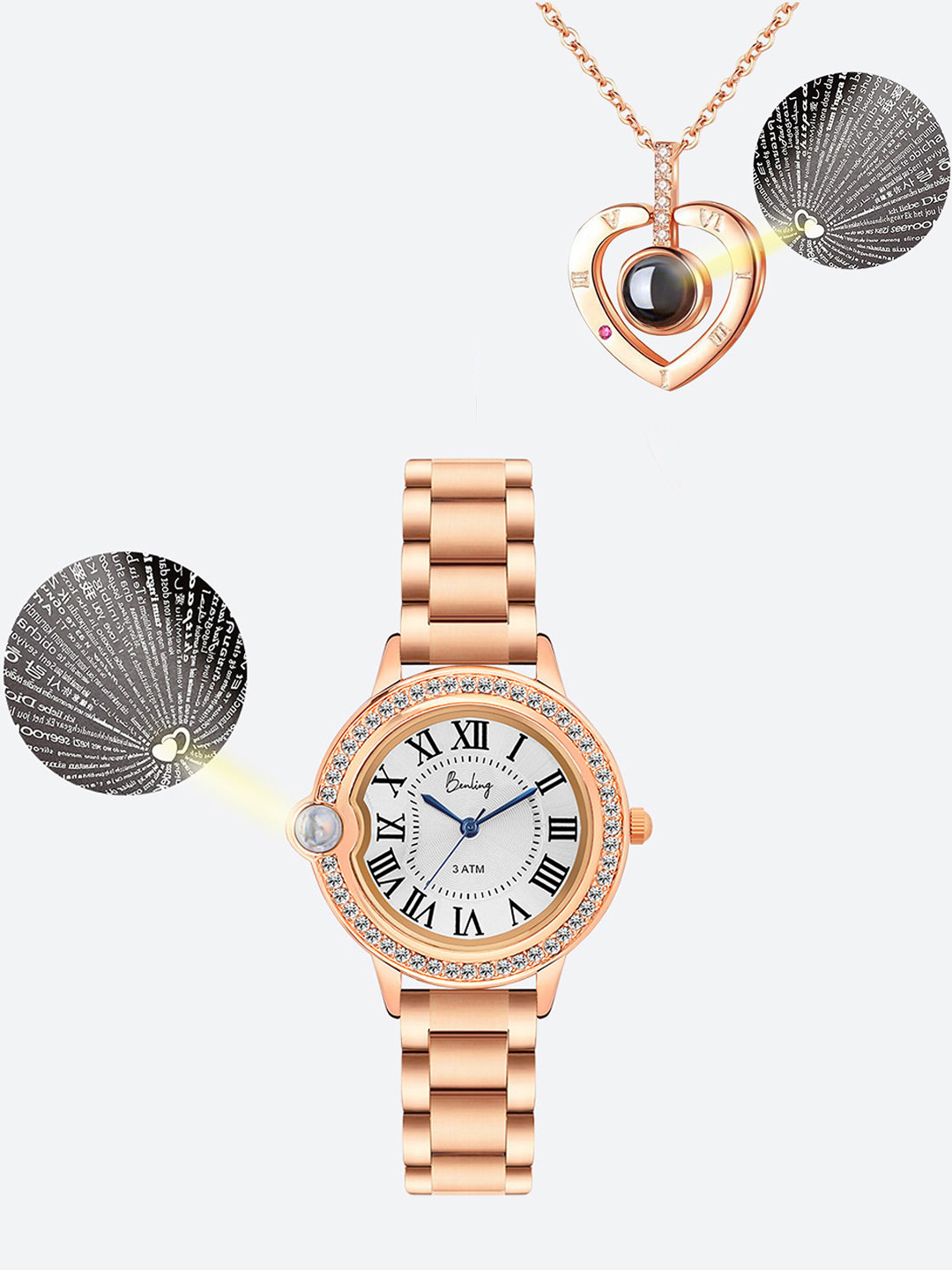 BENLING Women Dial & Stainless Steel Bracelet Style Straps Analogue Watch BL-1046-RG