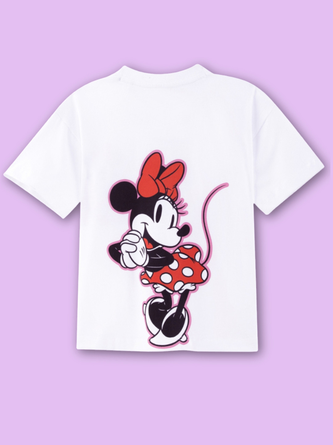 Nap Chief Girls Minnie Mouse Printed Pure Cotton Boxy Fit T-shirt