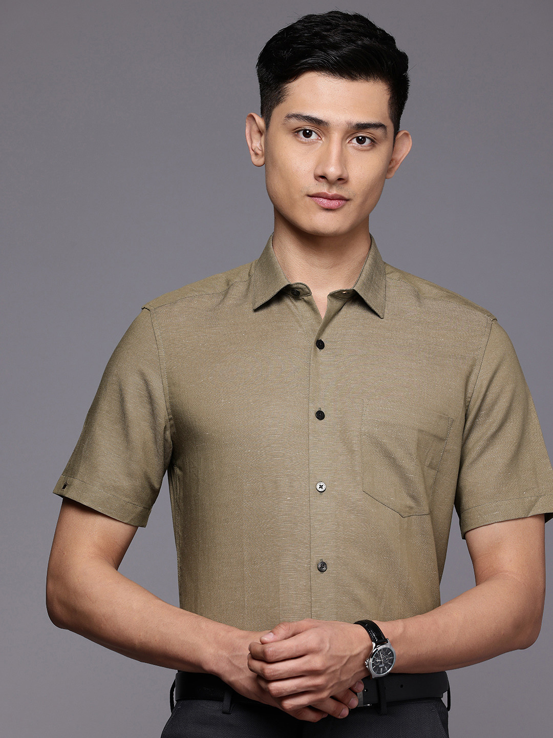 Louis Philippe Linen Cotton Classic Fit Formal Shirt