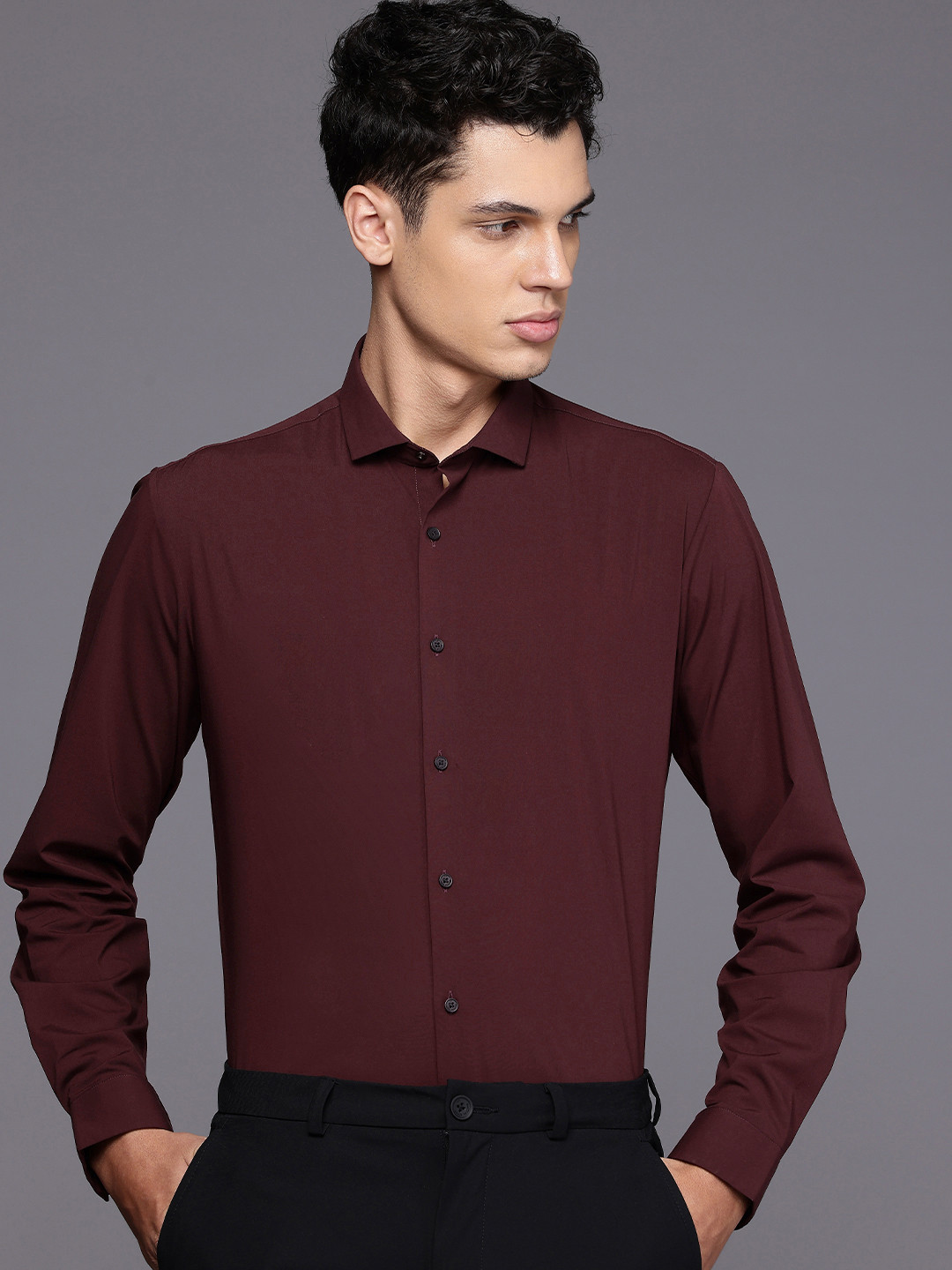 Louis Philippe Ath.Work Super Slim Fit Smart Casual Shirt