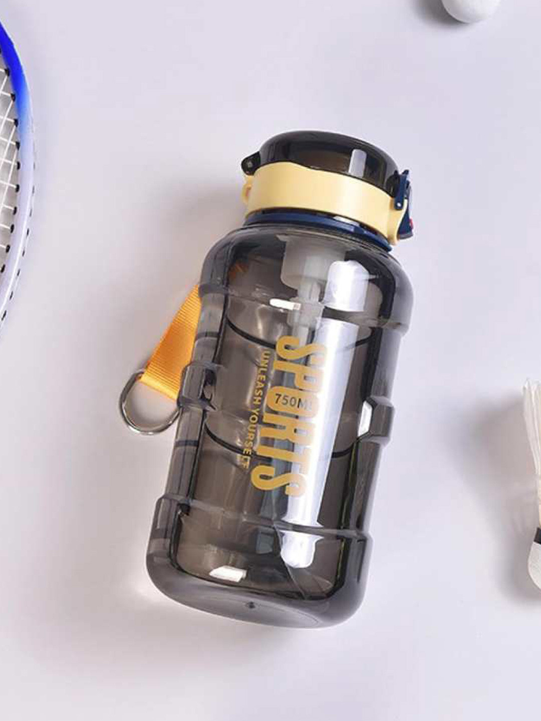 YK Black Typography Plastic Spill Proof Sipper - 730ml