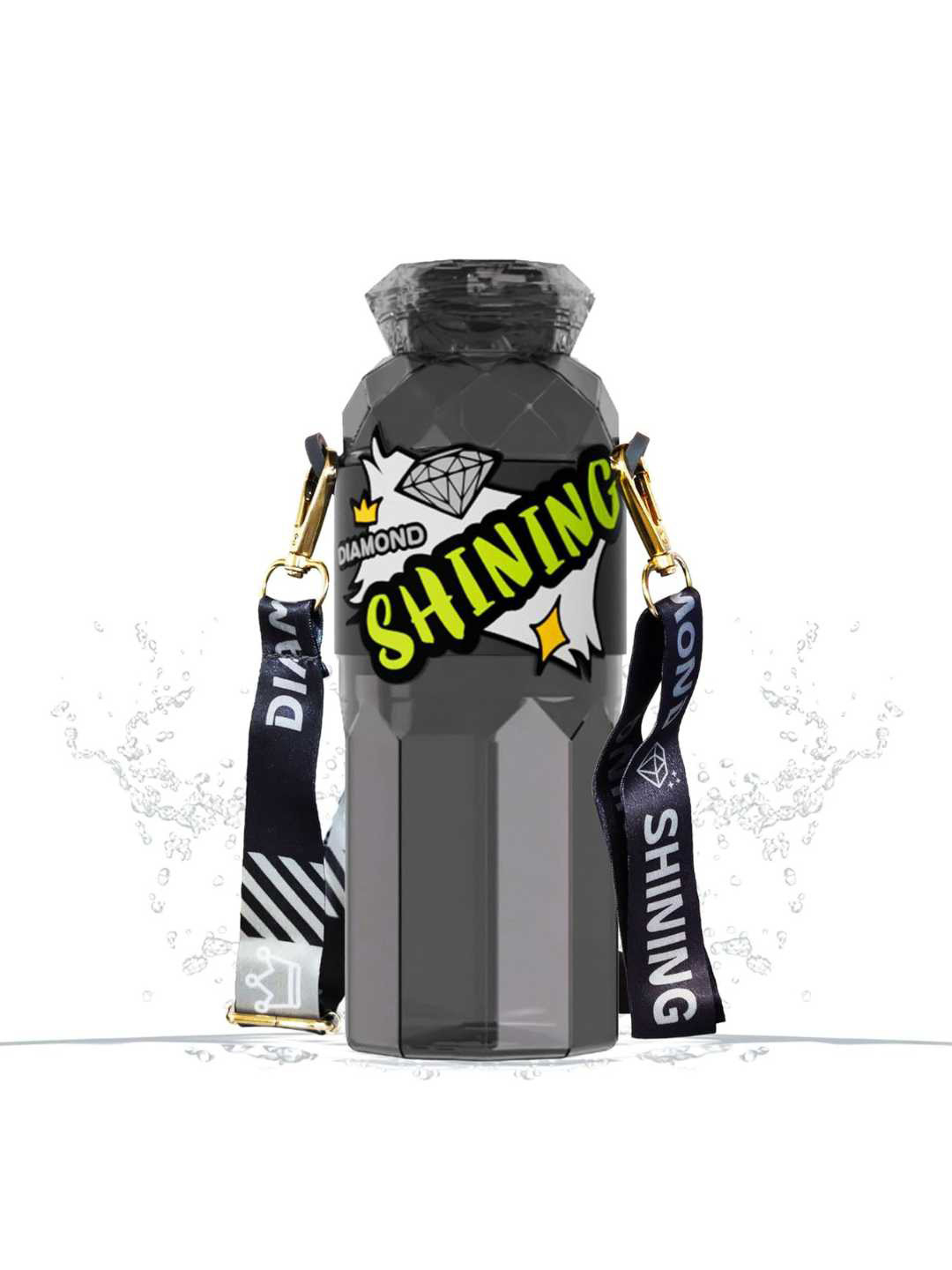 YK Black Typography Plastic Light-weight Water Bottle - 530ml