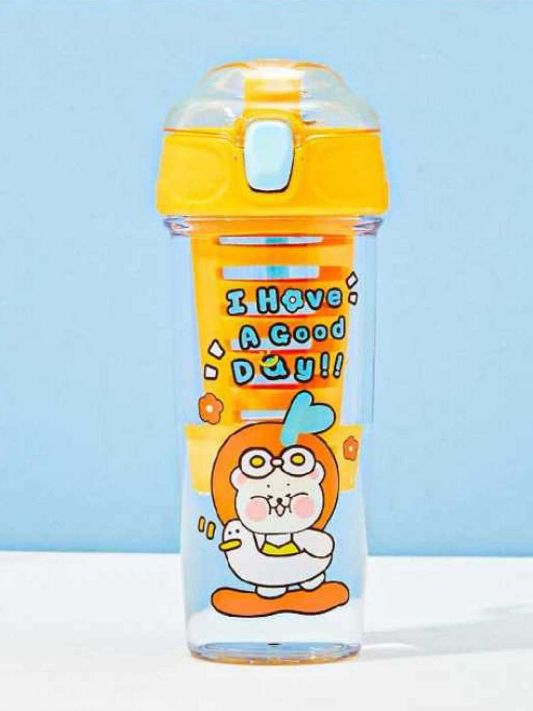 YK Yellow Typography Plastic Spill Proof Sipper - 520ml