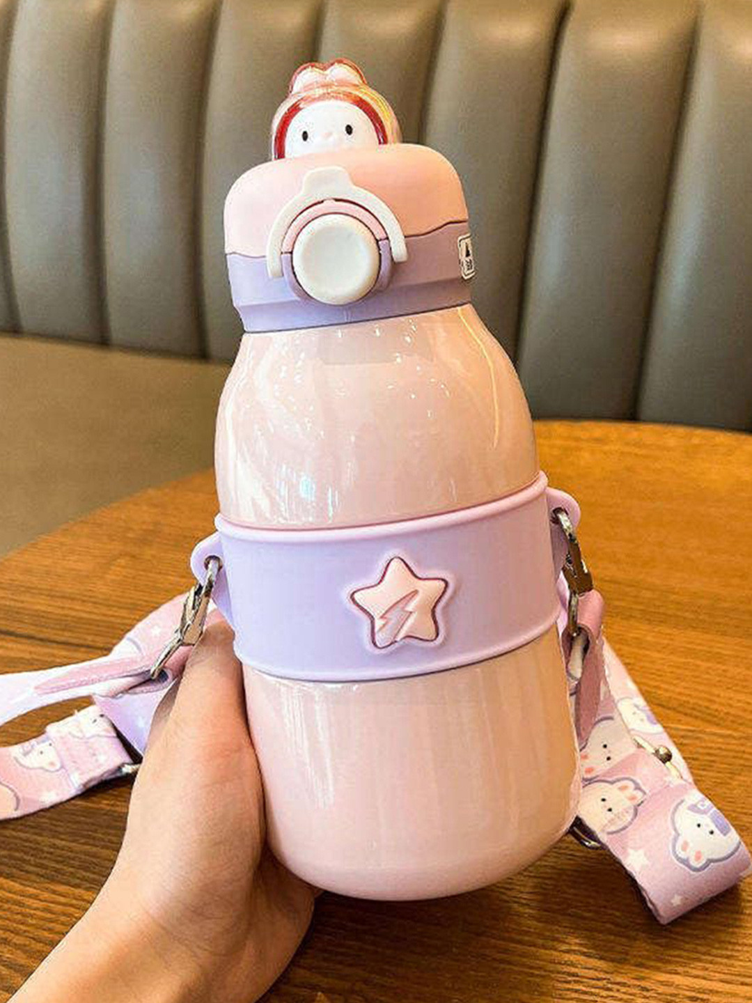 YK Pink Stainless Steel Conversational Printed Insulated Sipper Water Bottle - 490 ml