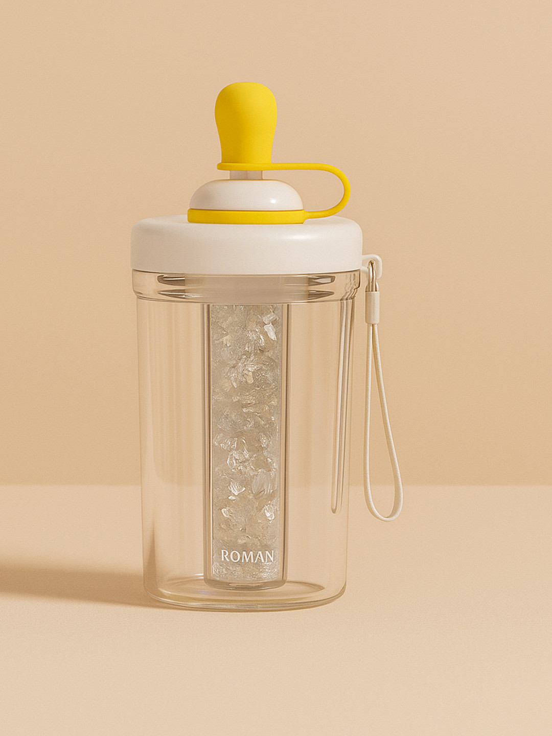 YK White Tumbler Bottle With Cooling Ice Stick BPA Free Sipper Bottle 500 ML