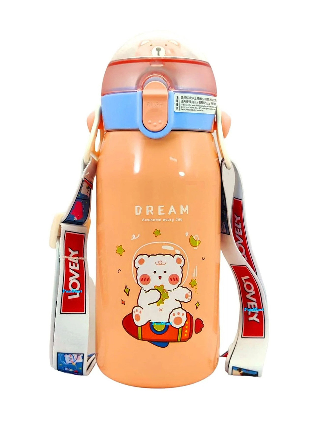 YK Orange Single Stainless Steel Printed Water Bottle