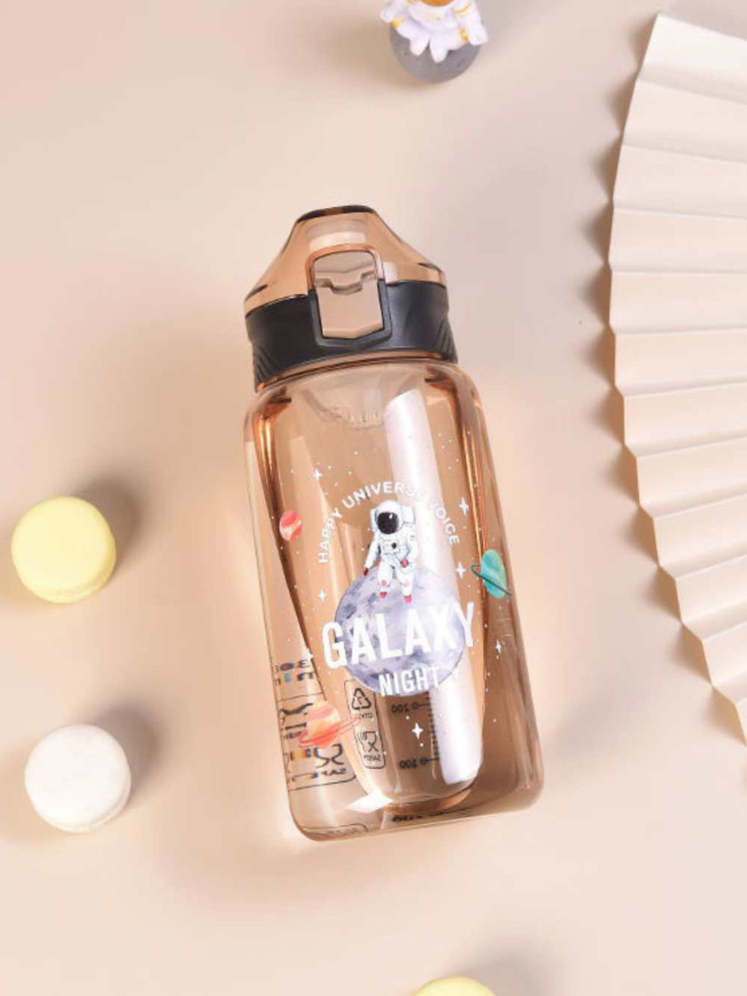 YK Yellow Galaxy-Themed Leakproof Printed Water Bottle 730ml