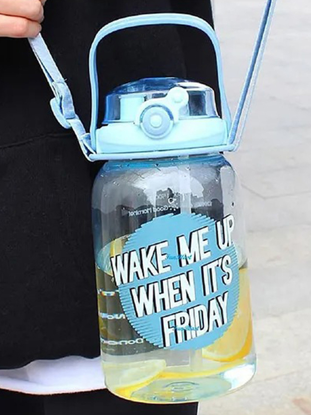 YK Blue Typography Plastic Spill Proof Sipper - 530ml