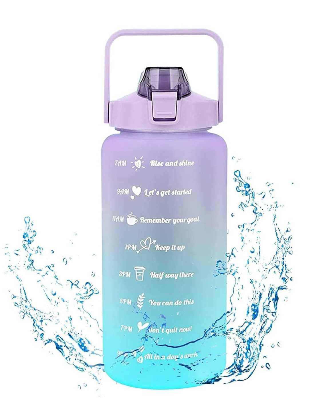 YK Blue & Purple Single Plastic Printed Water Bottle With Straw 2L