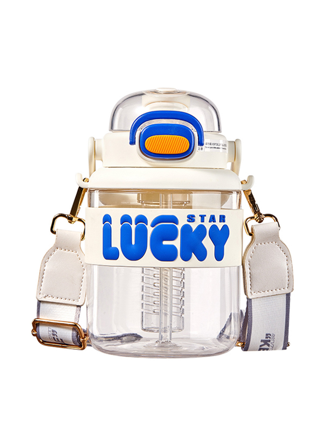 YK Lucky White Typography Plastic Spill Proof Sipper - 1.1L