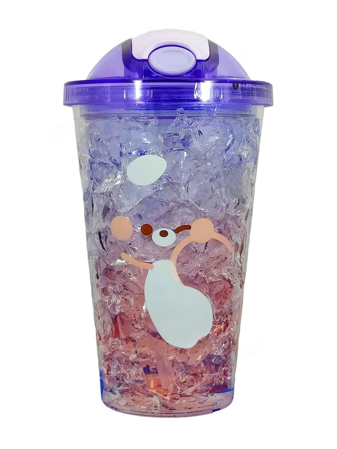 YK Blue Conversational Plastic Double Wall Vacuum Sipper - 600ml