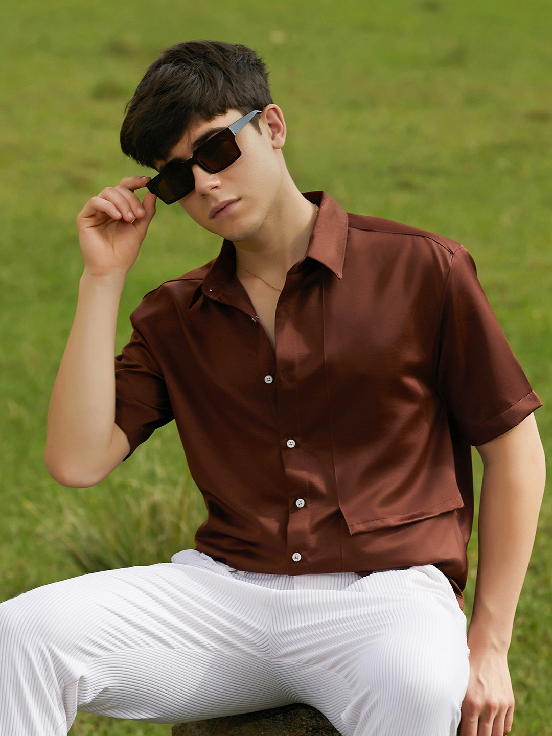 CAHOOT Men Classic Spread Collar Shirt