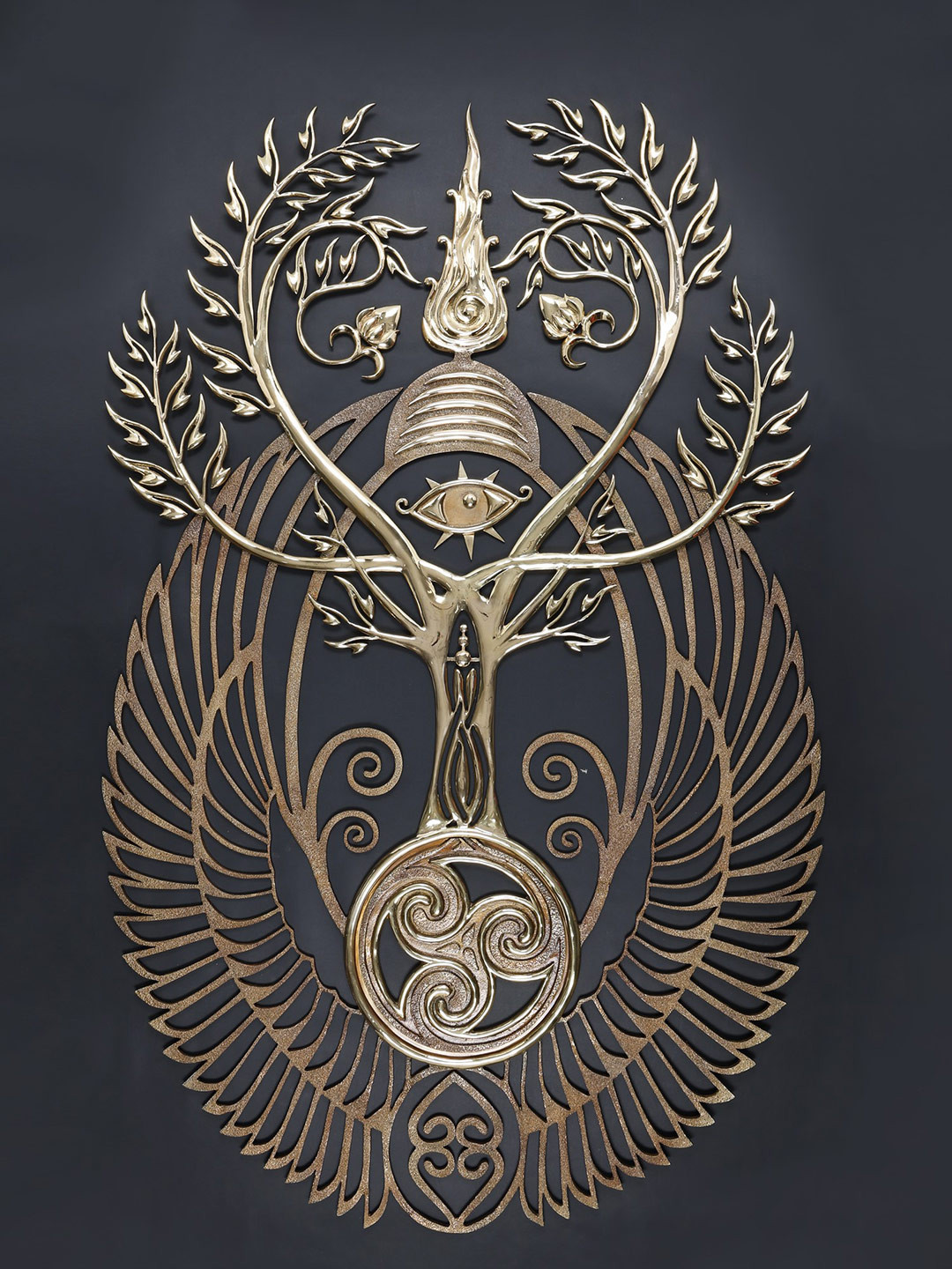 Exotic India Egyptian Wall Art Brass Ethnic Motifs Matte Hanging Hall Wall Hangings-71.7In