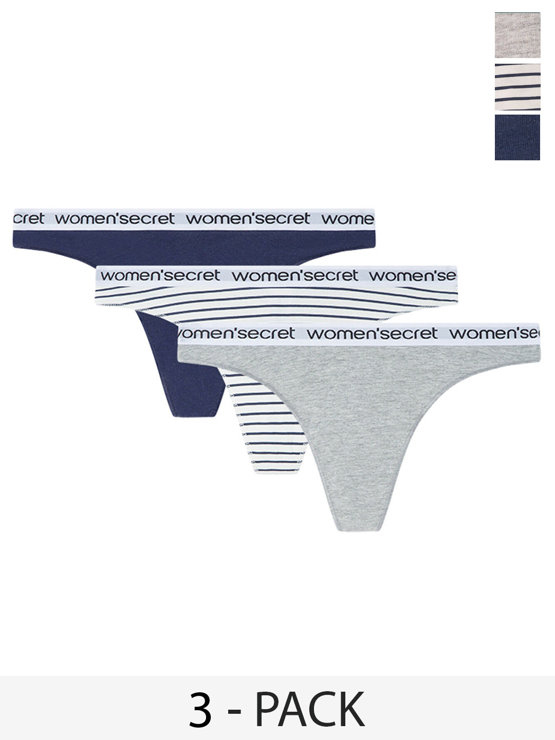 women'secret Pack Of 3 Thongs Briefs 4939017-15