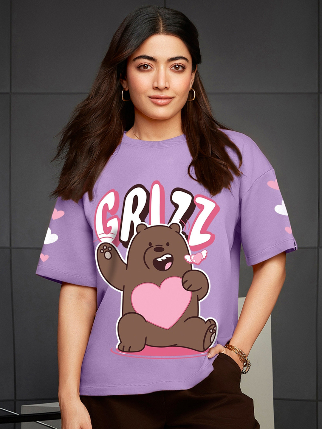 Bewakoof Heavy Duty 1.0 Official Cartoon Network We Bare Bears Printed Oversized T-shirt