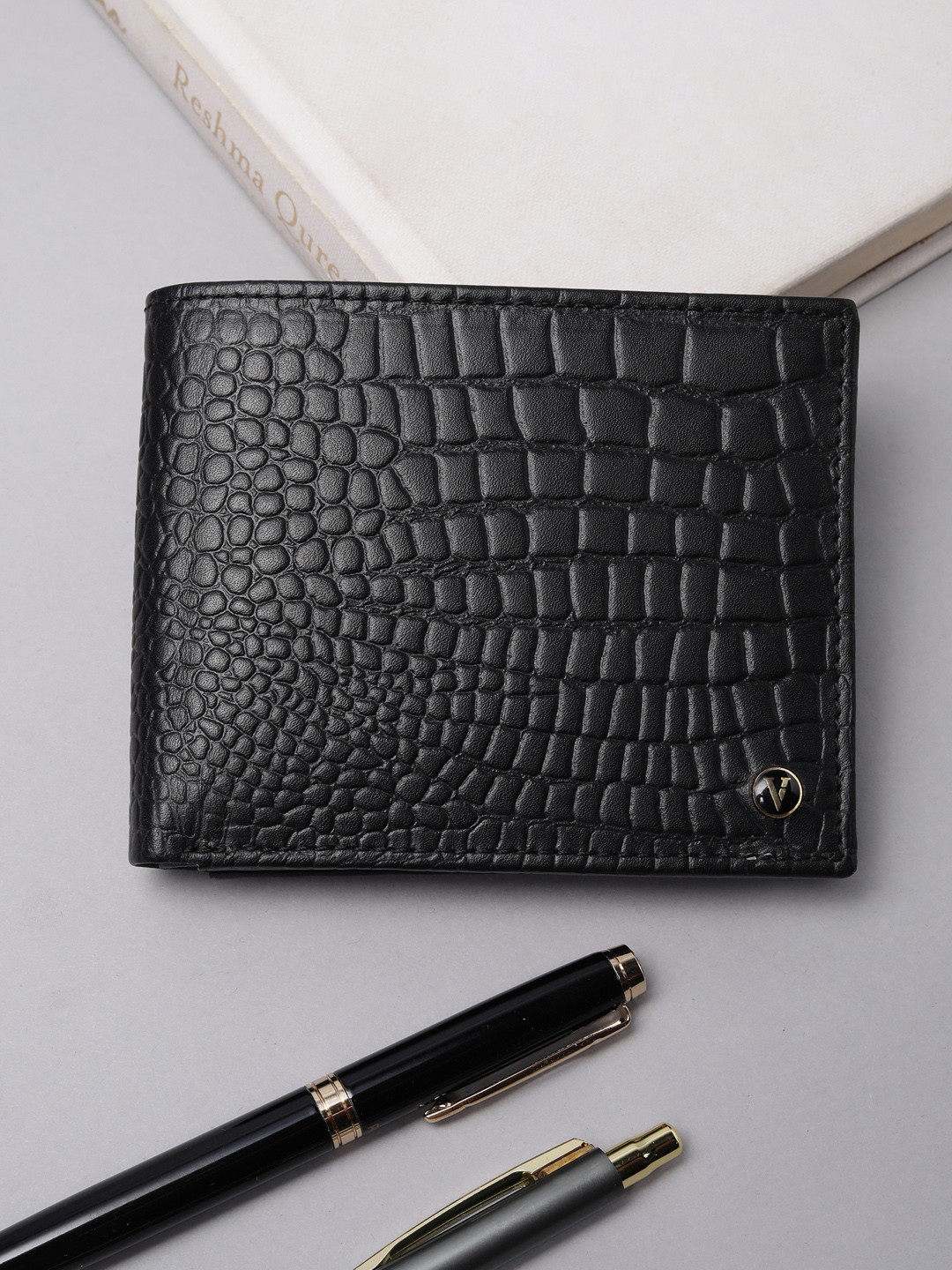 Van Heusen Men Croc-Effect Leather Two Fold Wallet