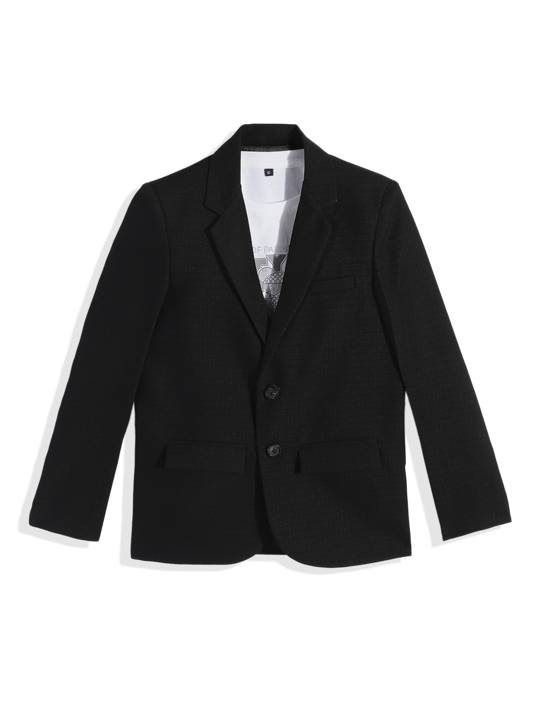 CHARCHIT Boys Checked Single-Breasted Party Blazer With T-Shirt