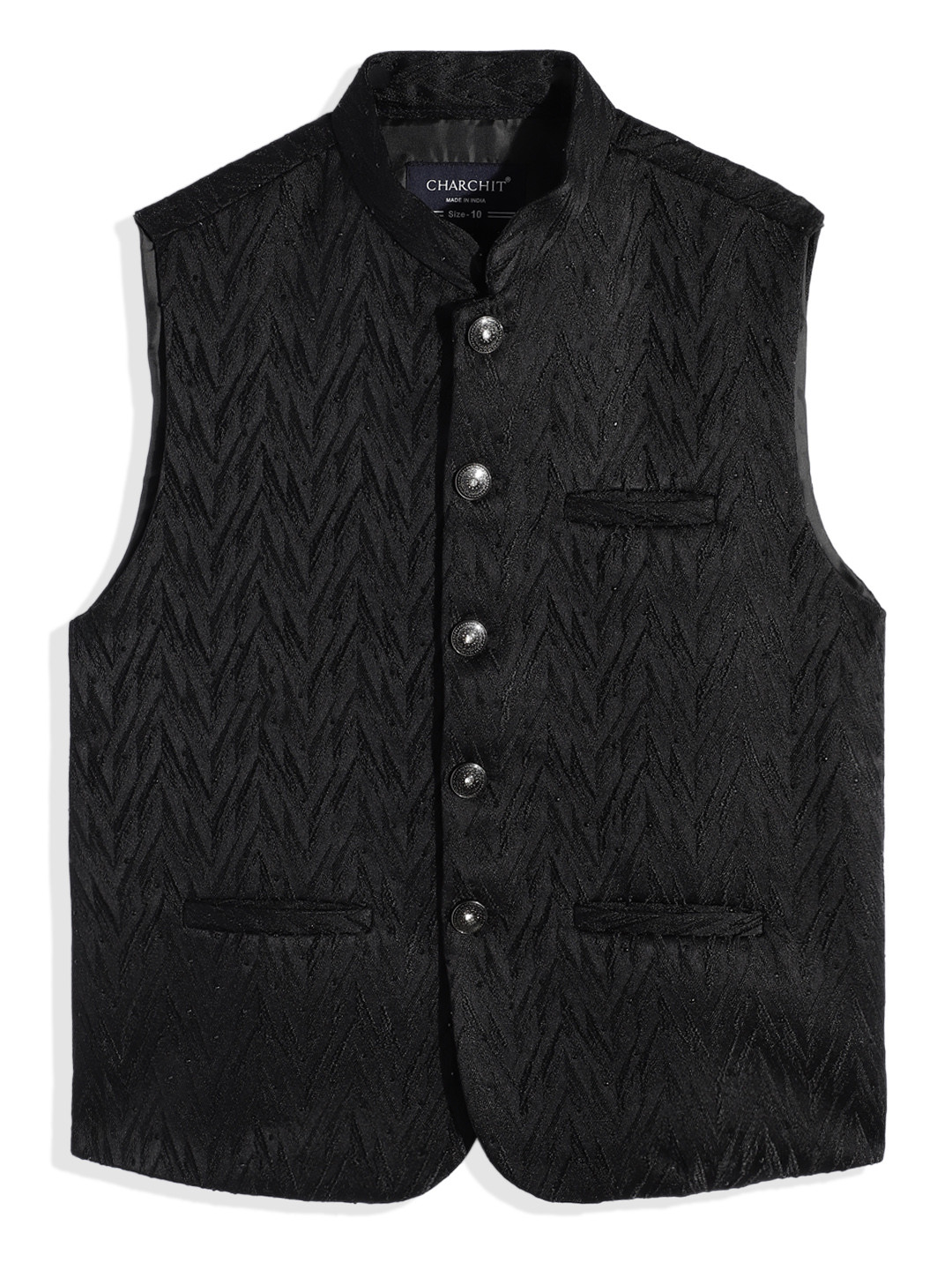 CHARCHIT Boys Chevron Print Nehru Jacket