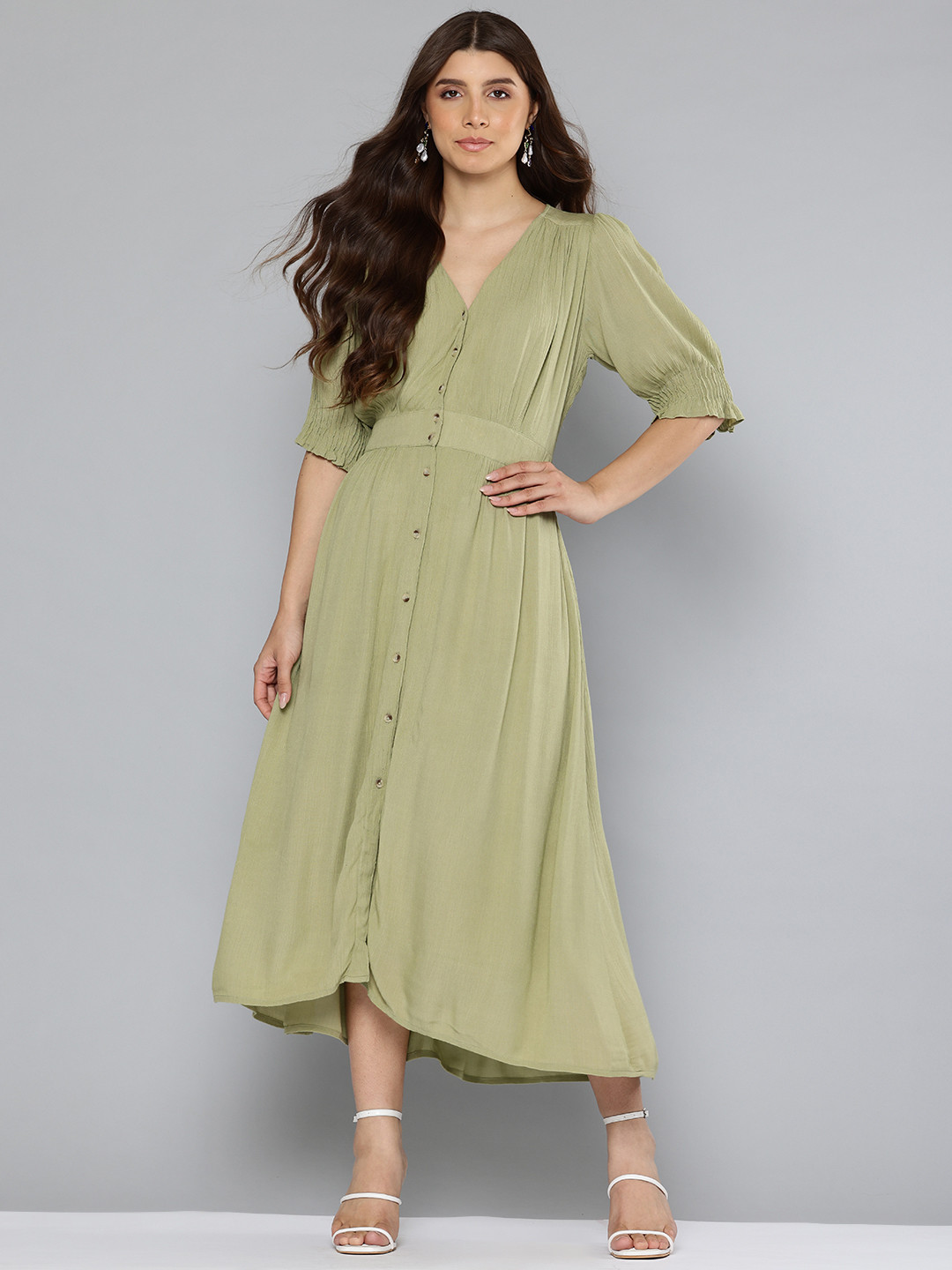 SCOUP Solid Pintuck Dress