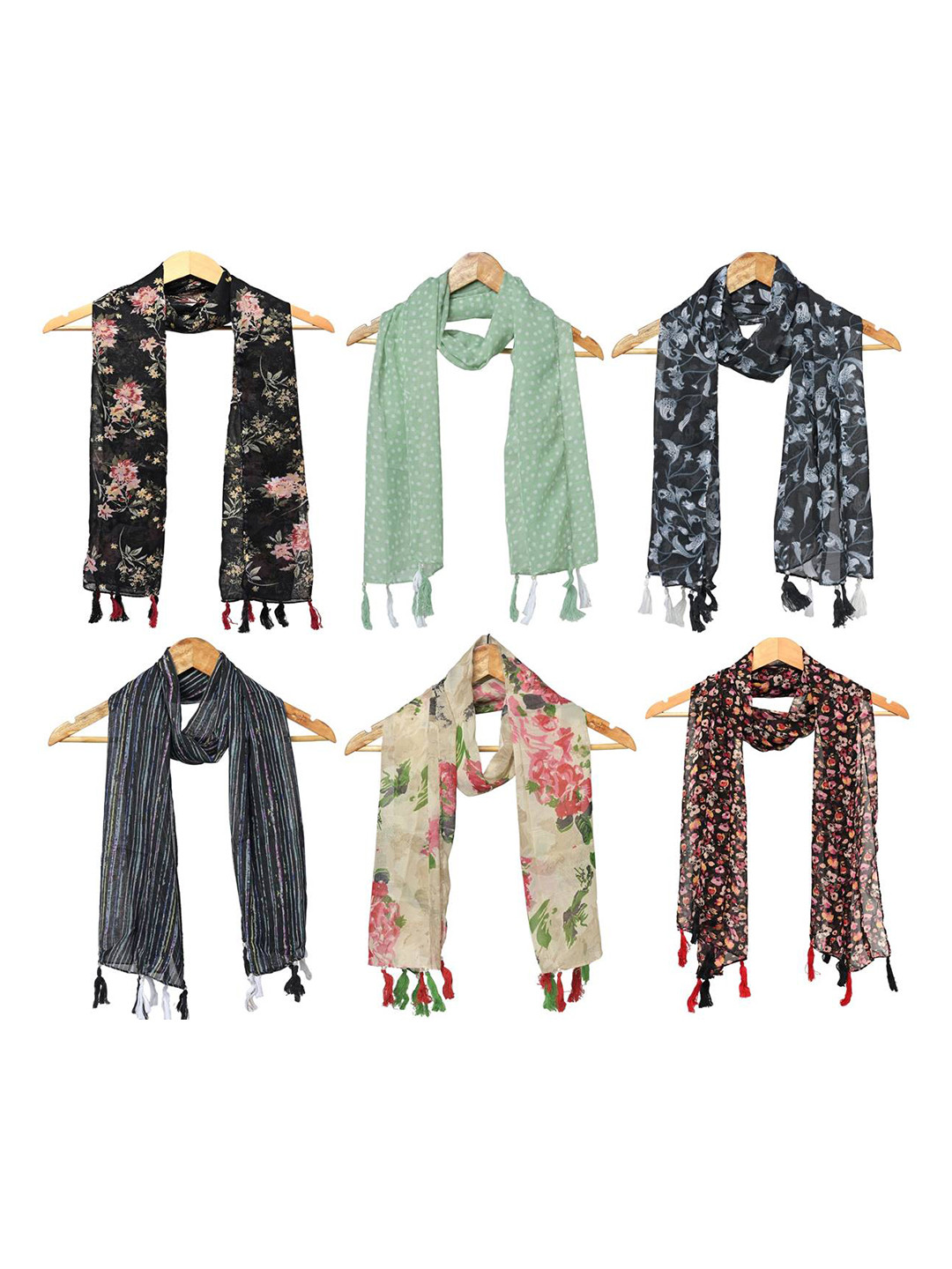 StoleVilla Women Pack of 6 Printed Chiffon Stole