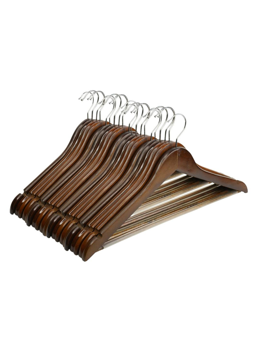 SuperGeneriX Brown 20 Pieces Wooden Clothes Bar Hanger