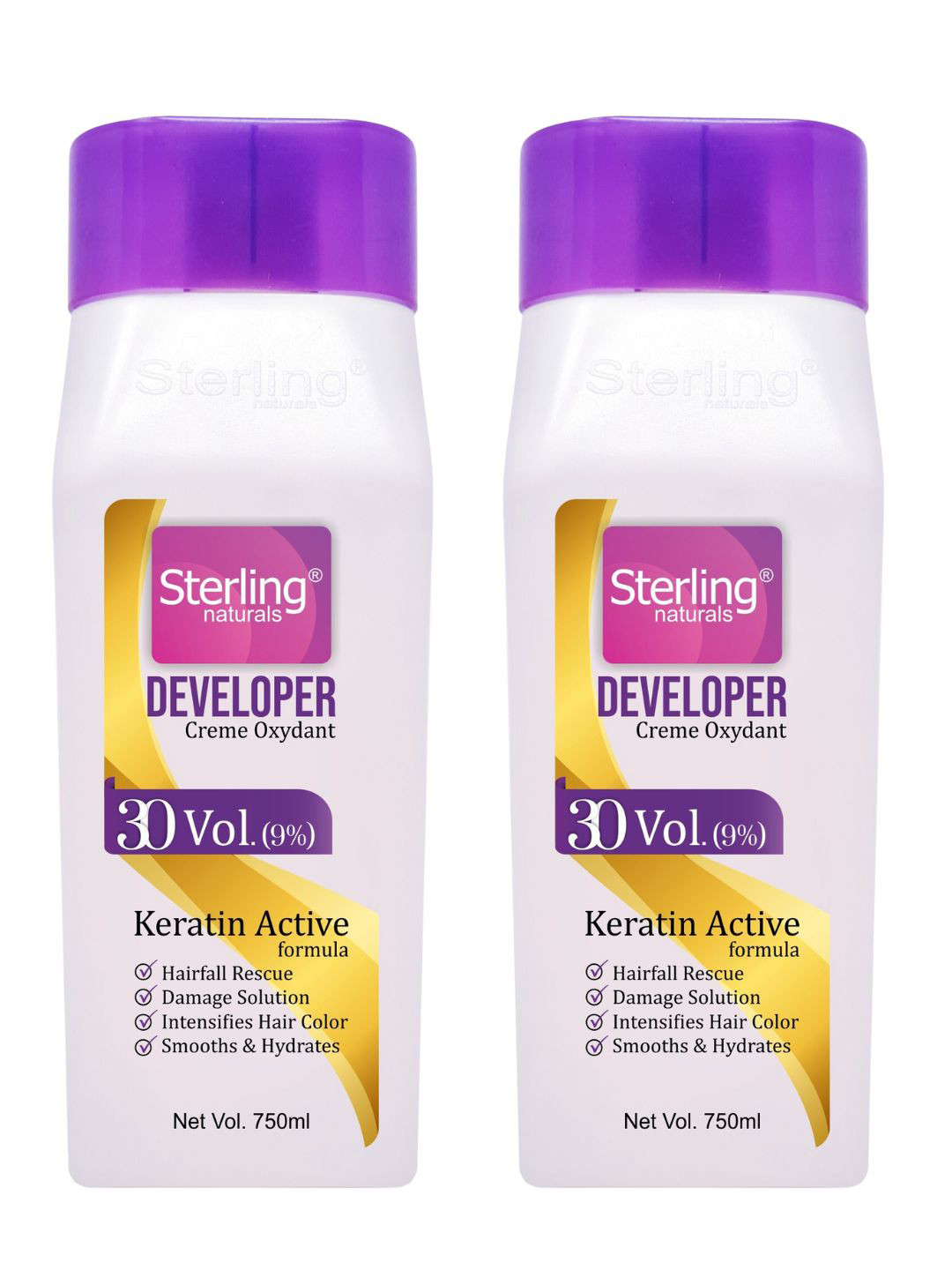Sterling Naturals 2Pc Hair Color Developer Chemical free Ideal for All Hair Types 750ml