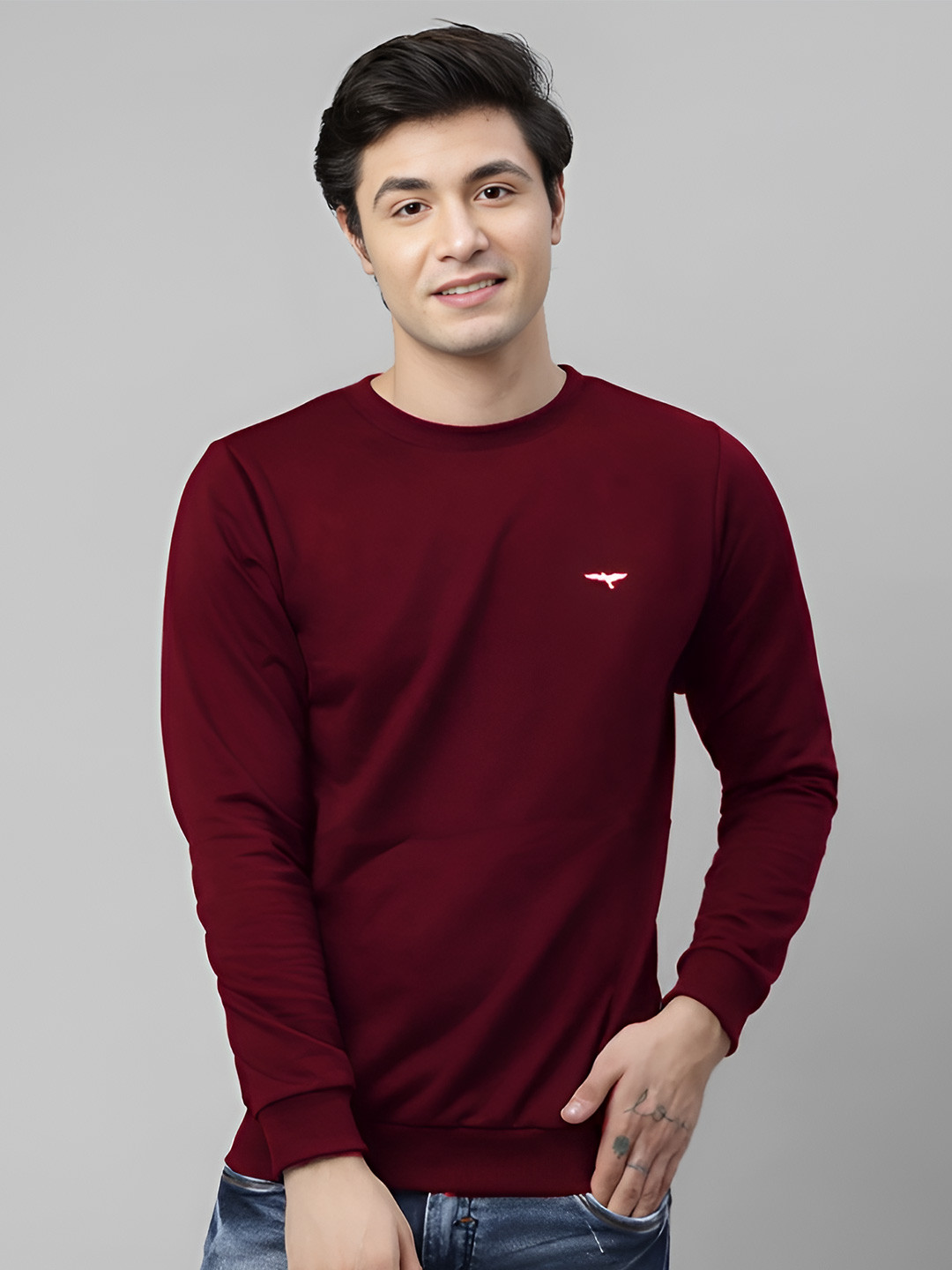 REYA Men Full Sleeve Solid Sweatshirt