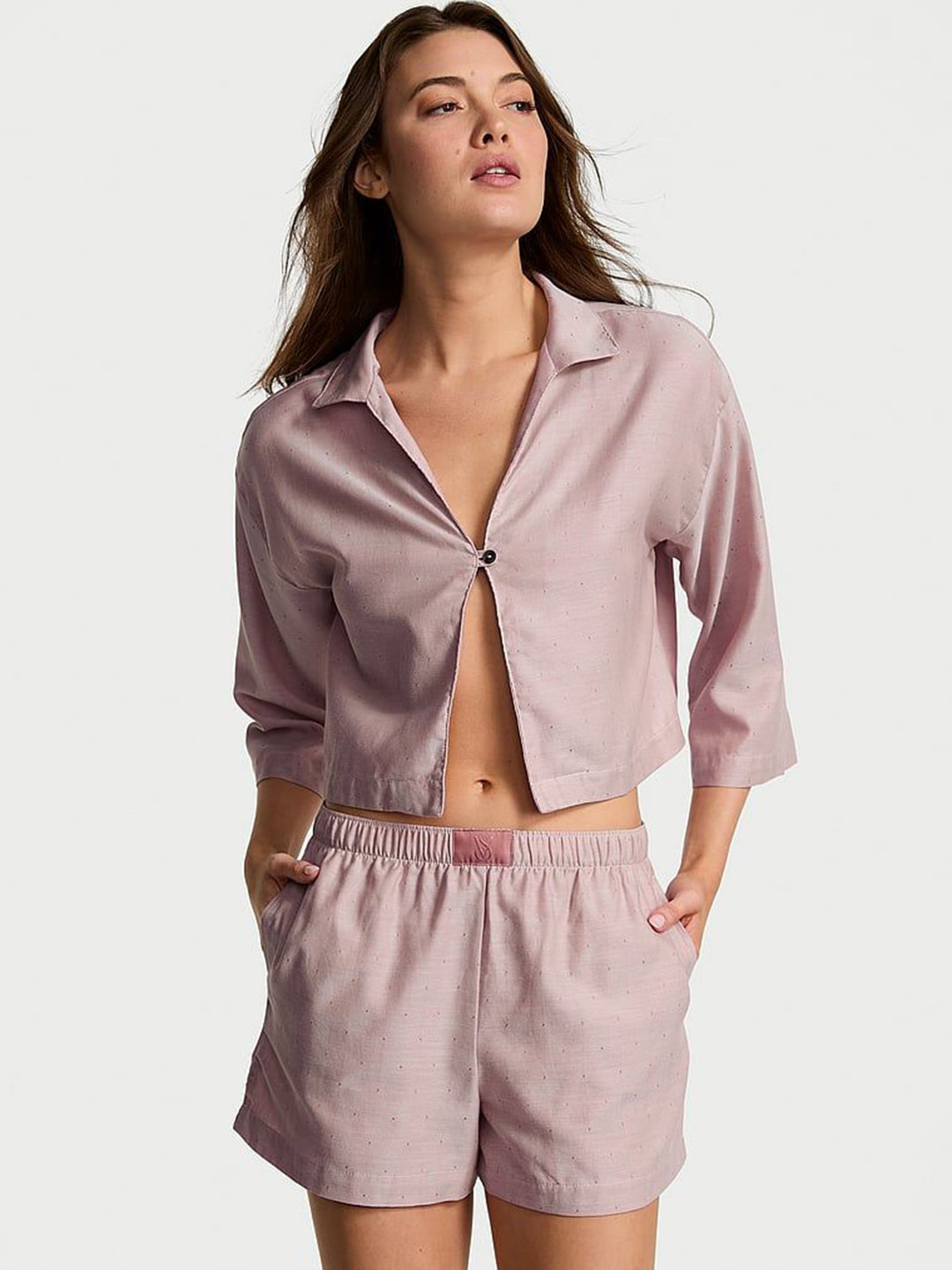 Victoria's Secret Women Shirt Collar Night suit