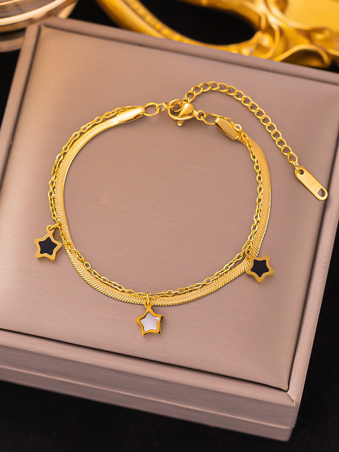 Aiza 18KT Gold Plated Starlit Night Loose Bracelet