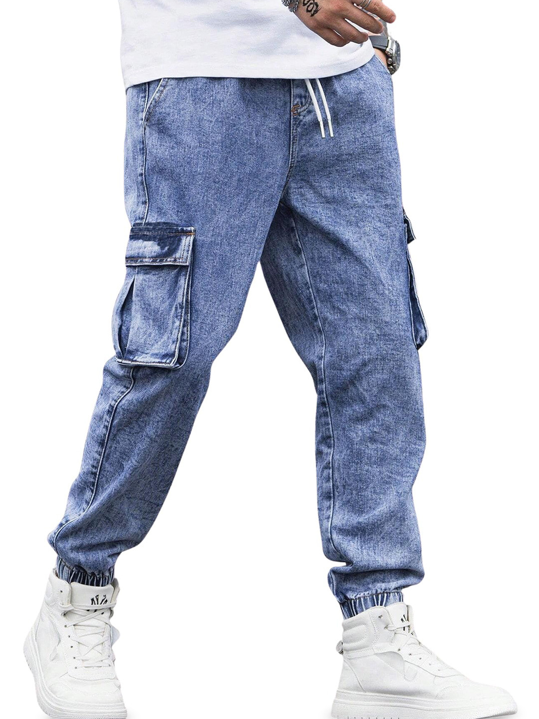 R.Code by The Roadster Life Co. Men Regular Fit High-Rise Cargo Styles Stretchable Jeans