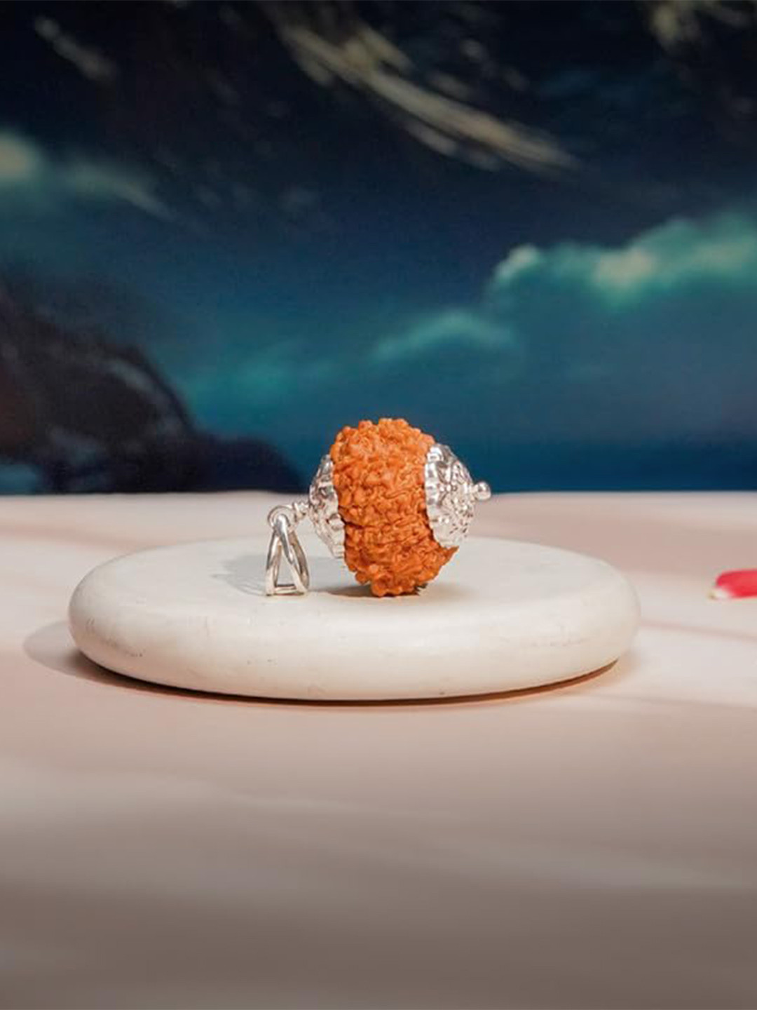 Gemsmantra Unisex 13 Mukhi Rudraksha With Silver Pendant