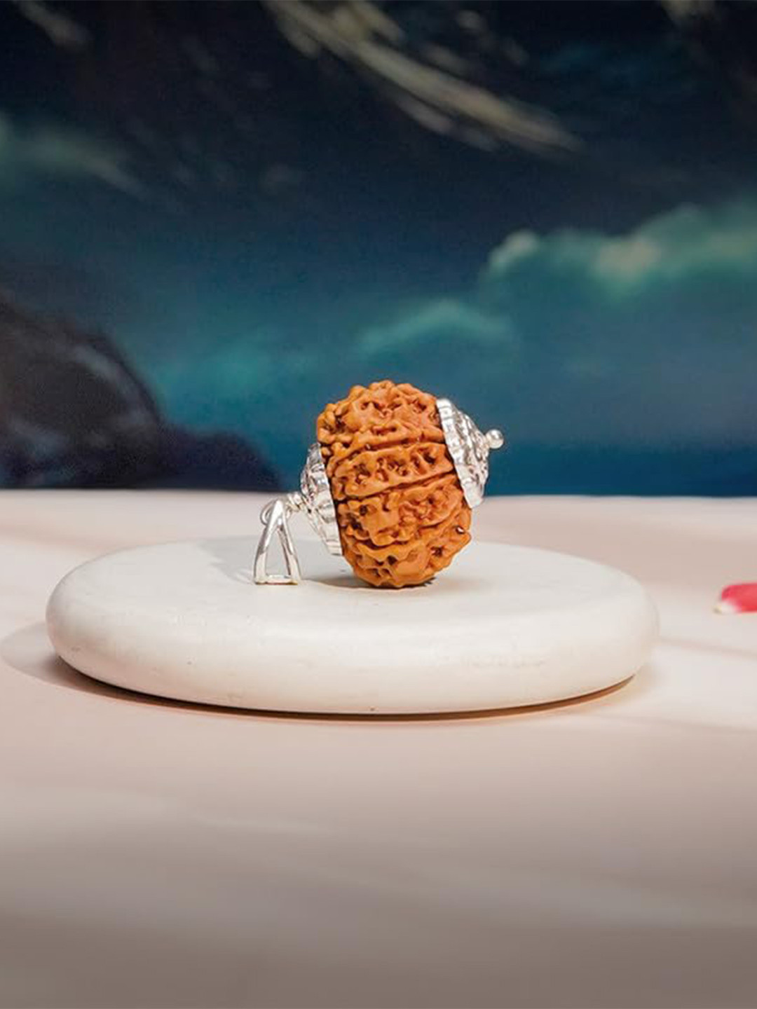 Gemsmantra Unisex 9 Mukhi Rudraksha With Silver Pendant