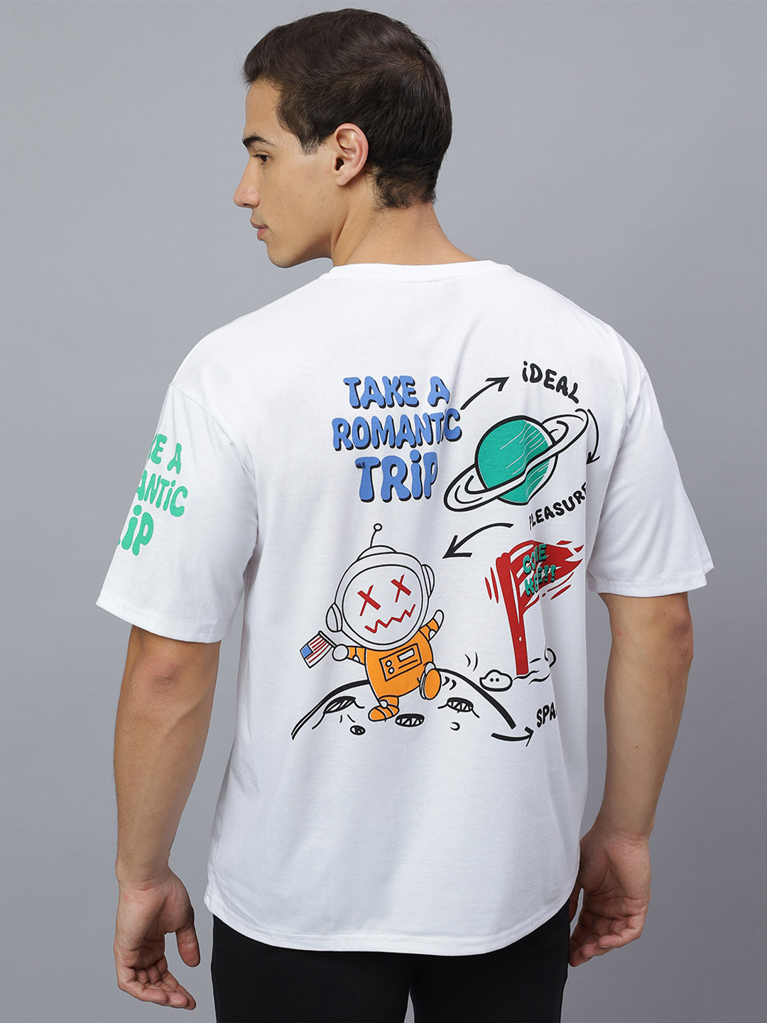 Crazybee T-shirt Men Graphic Printed Round Neck Cotton Relaxed Fit T-shirt