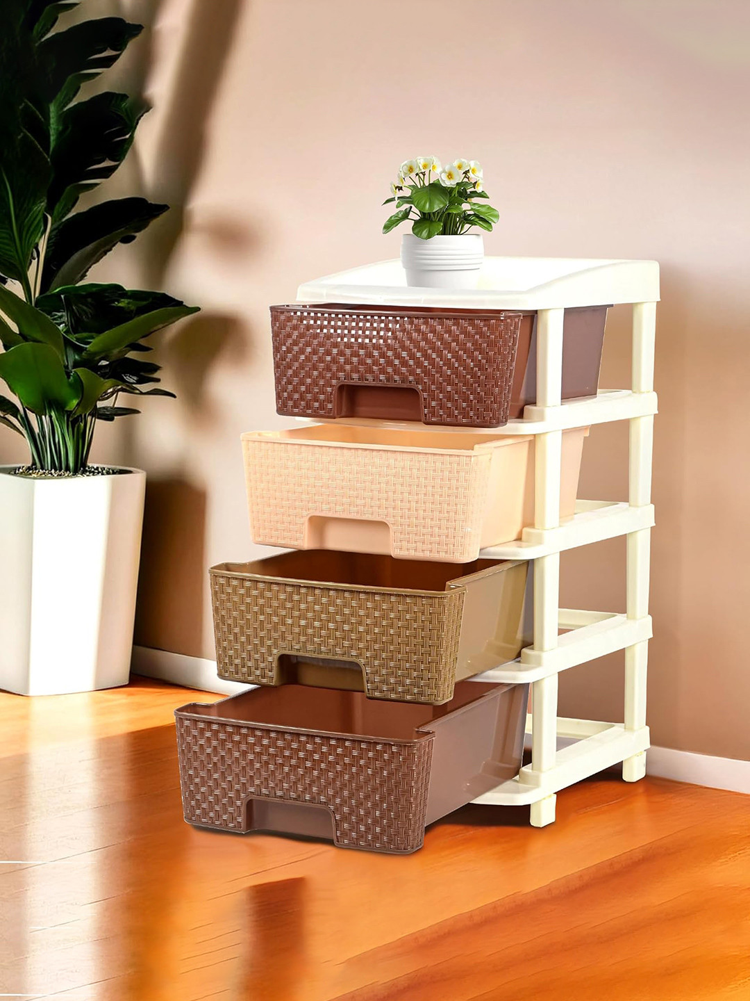 Myntra Elegant Homes Brown 4-Tier Multi-Utility Drawers Organiser
